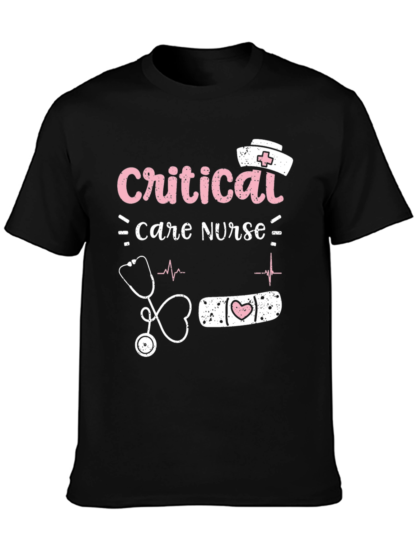 Black Critical Care Nurse Graphic T-Shirt view 3