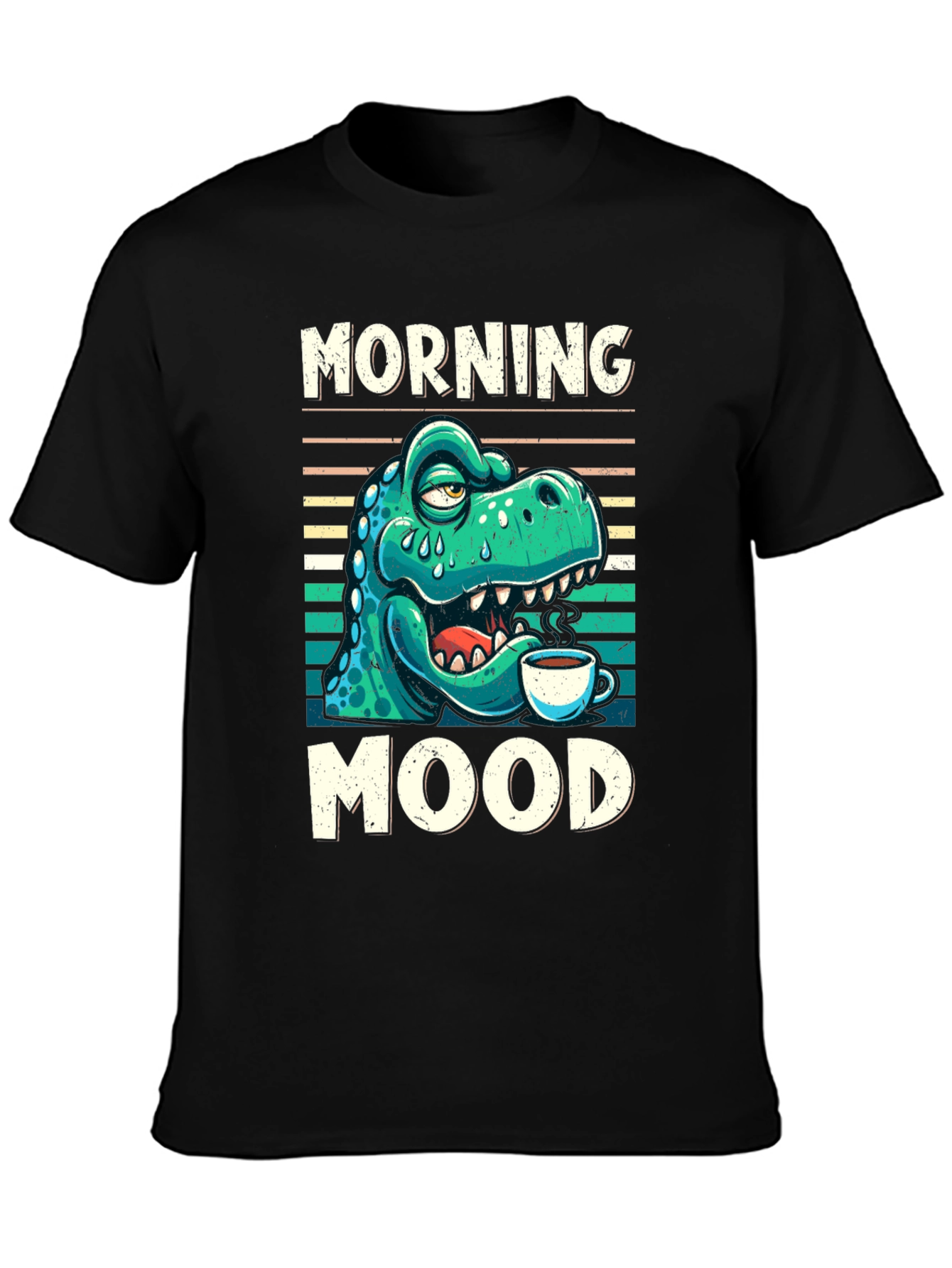 Black Morning Mood Dinosaur T-Shirt view 3
