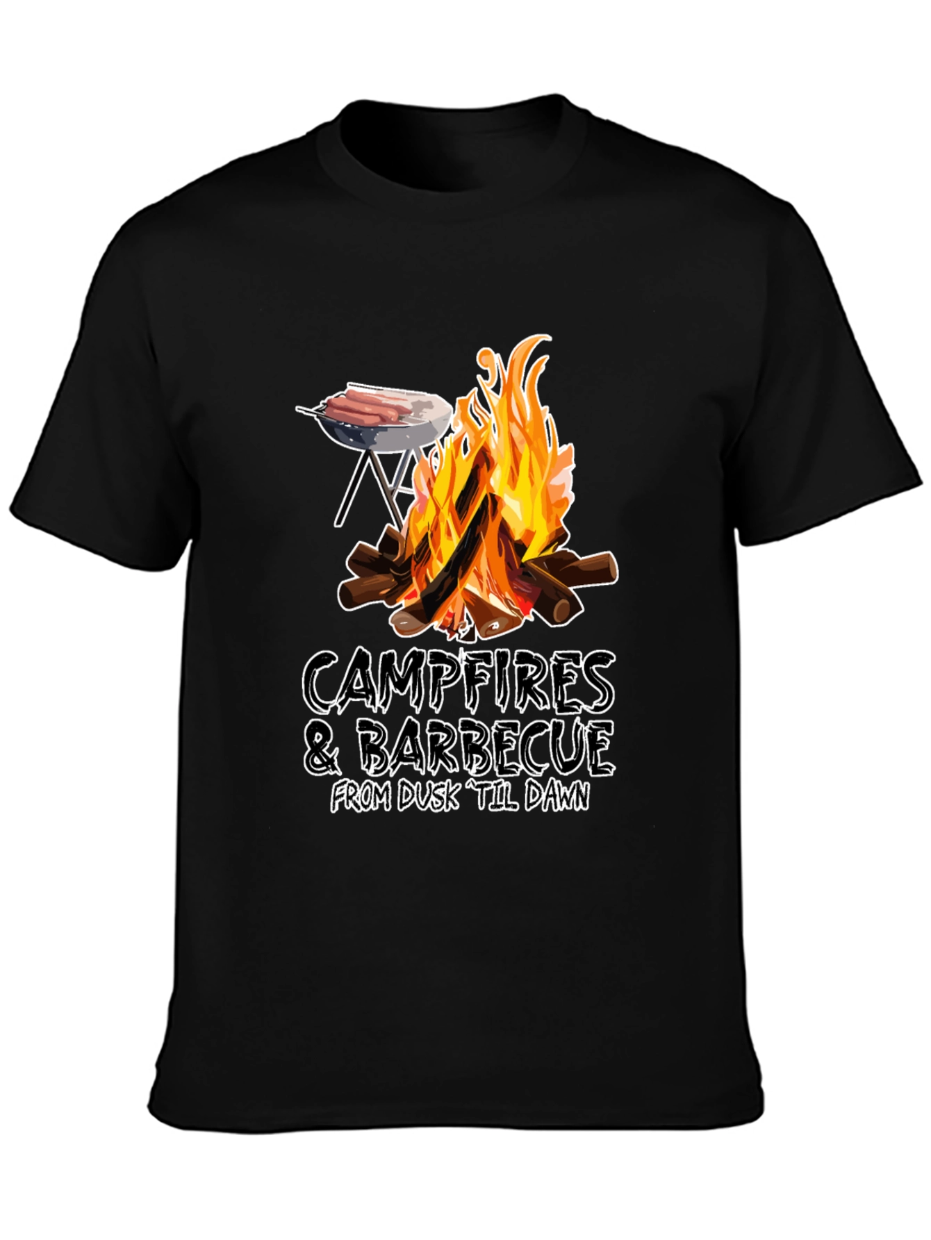 Black Campfires & Barbecue T-Shirt view 3