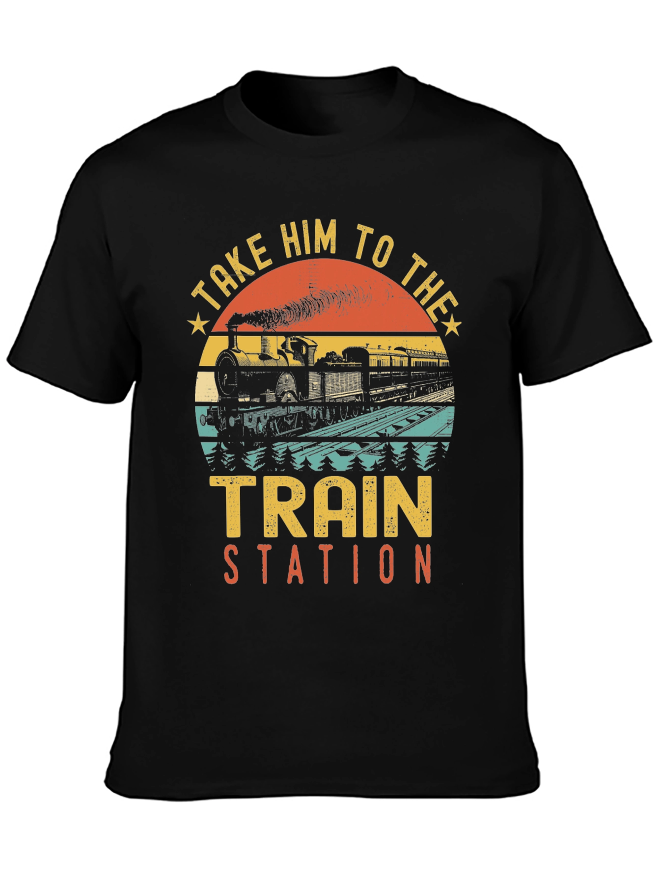 Black Take Him to the Train Station T-Shirt view 3