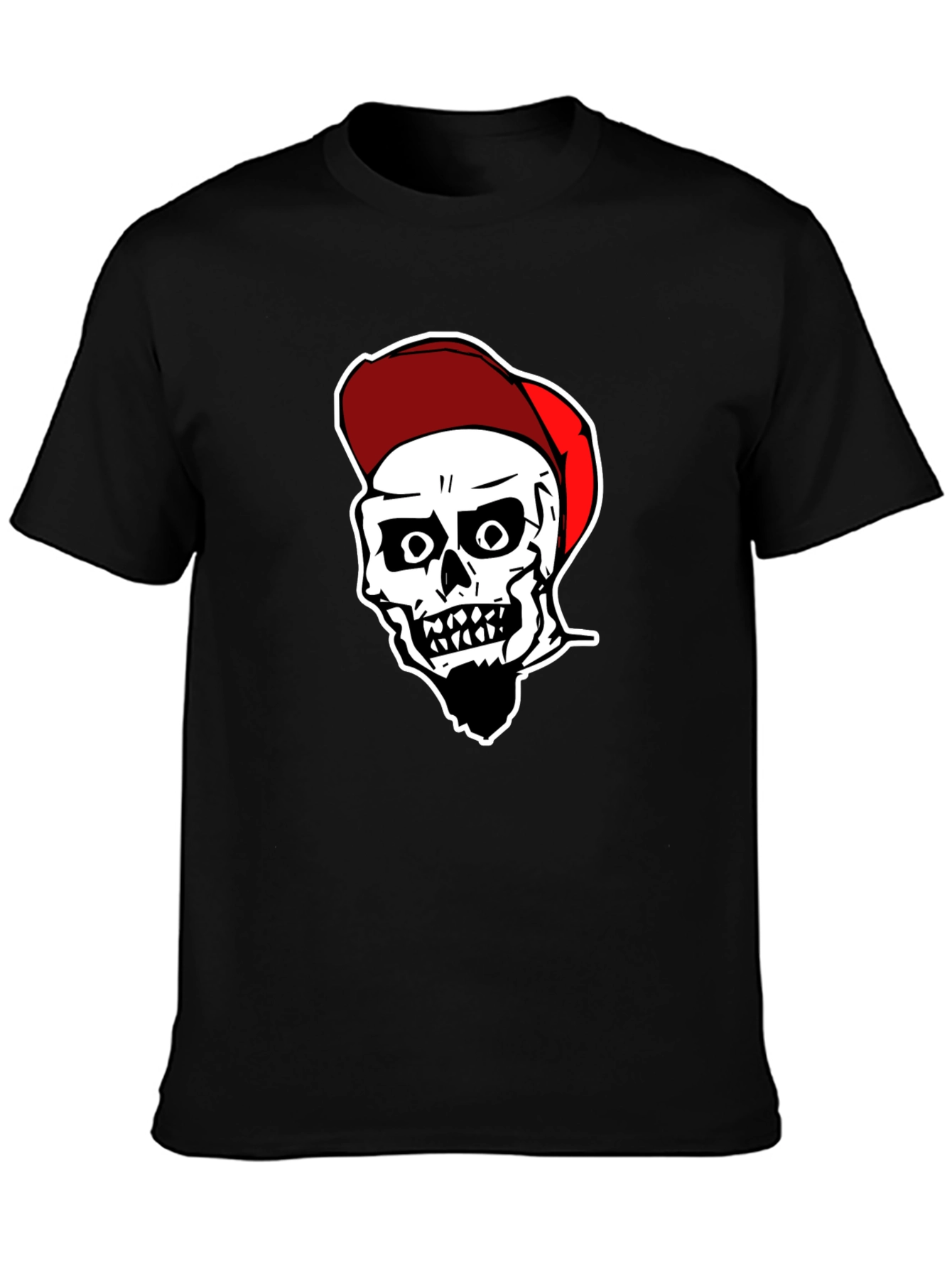 Black Skull Graphic Tee: Black Cotton Blend view 3