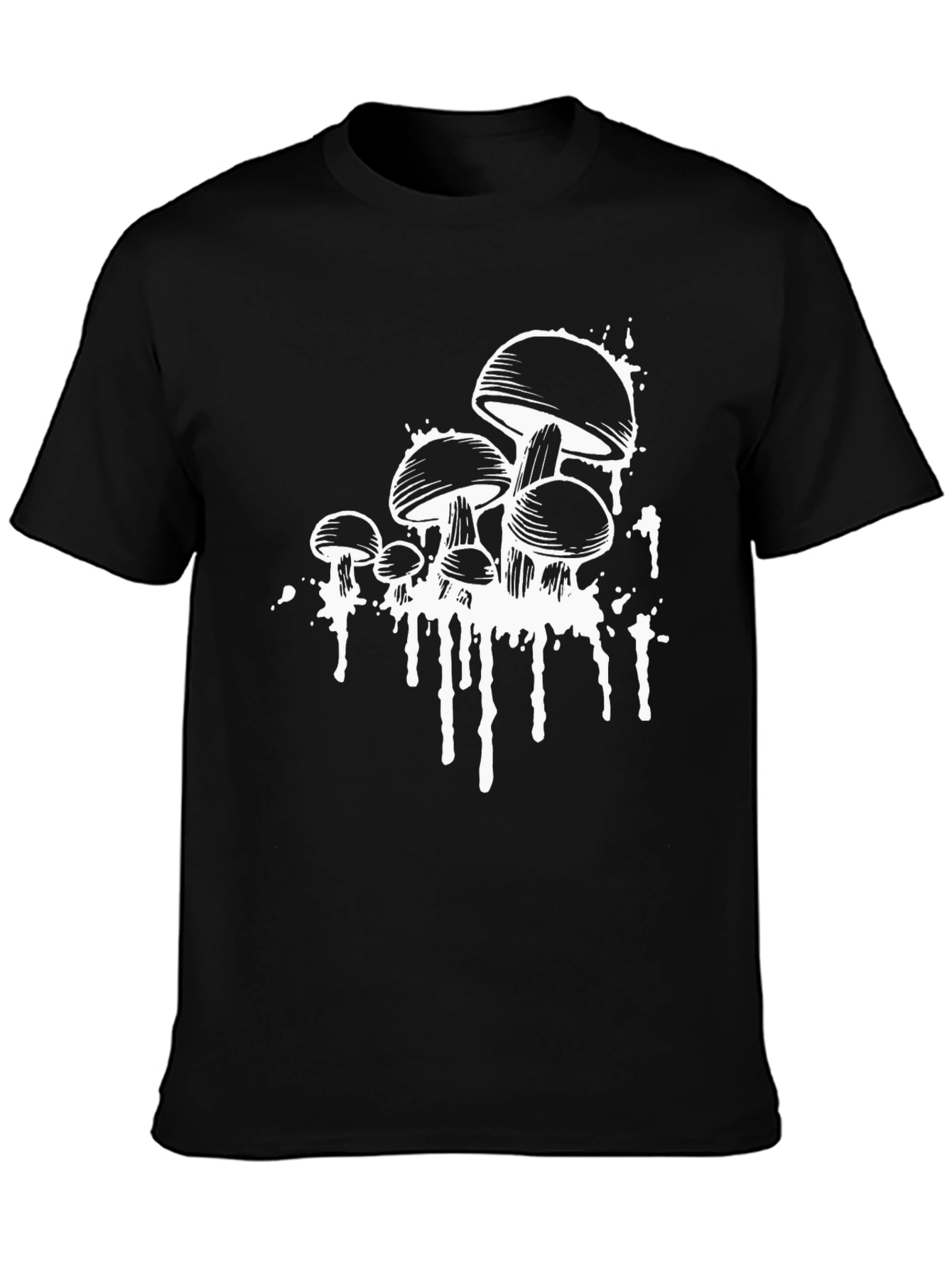 Black Mushroom Graphic Print Black T-Shirt view 3