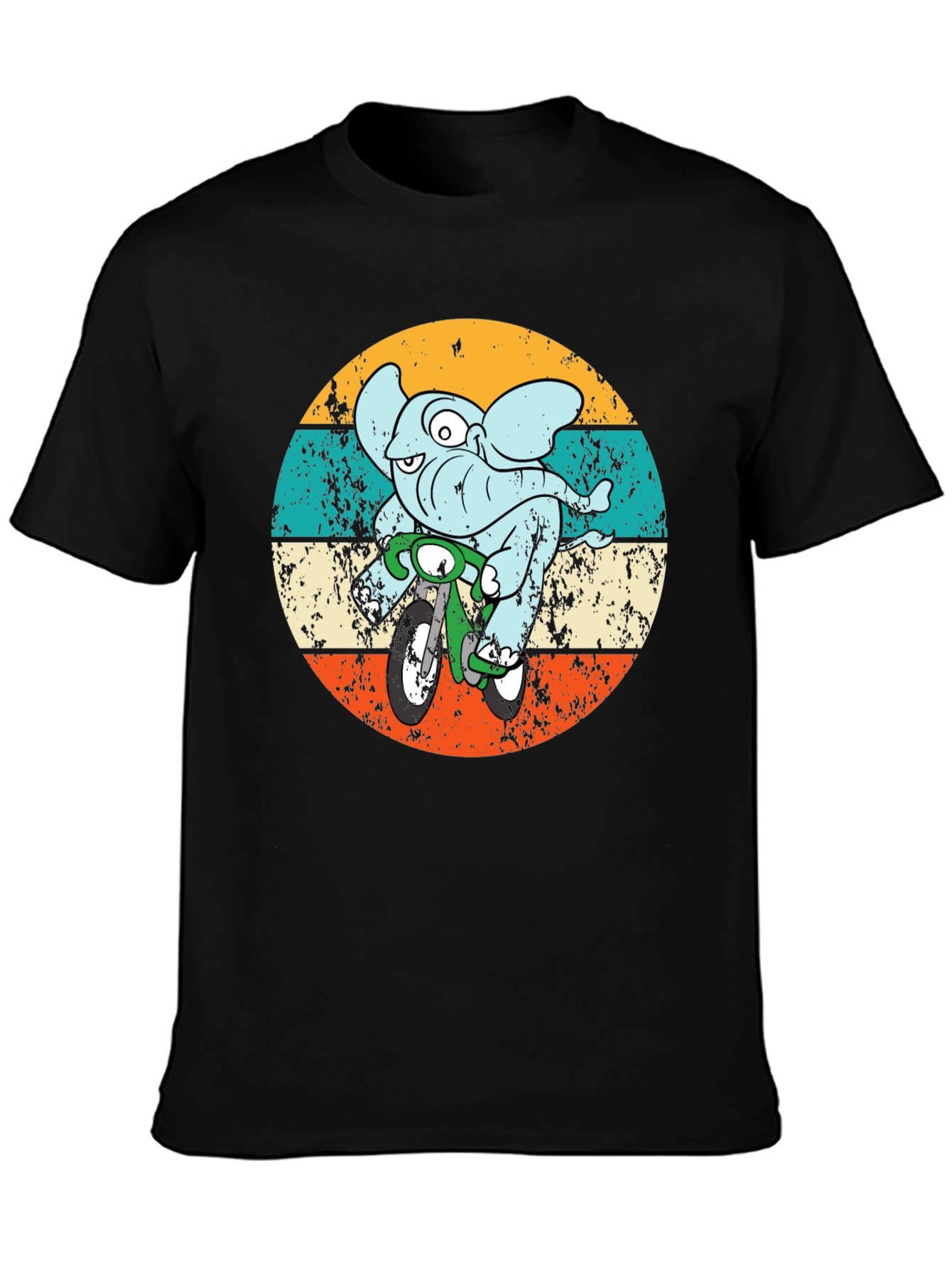 Black Elephant on Bike Graphic T-Shirt view 3