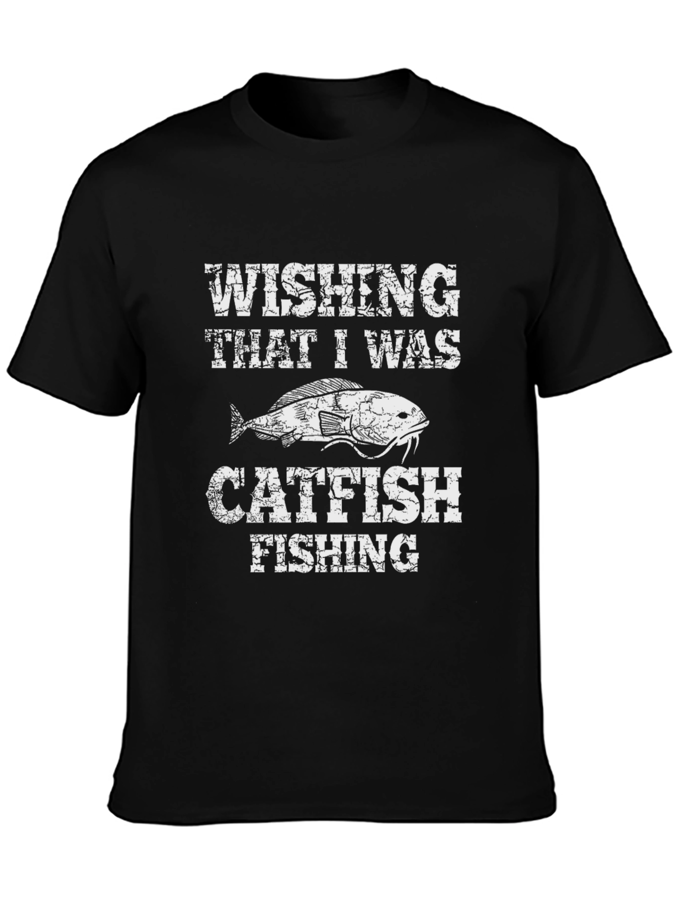 Black Catfish Fishing T-Shirt - Wishing That I Was Tee view 3