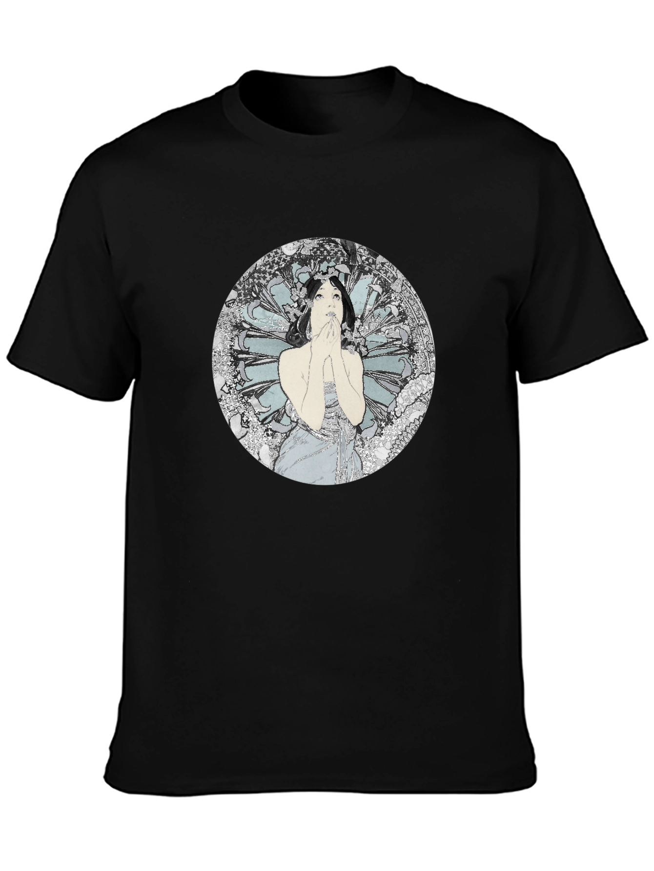 Black Art Nouveau Woman Graphic Tee - Black view 3