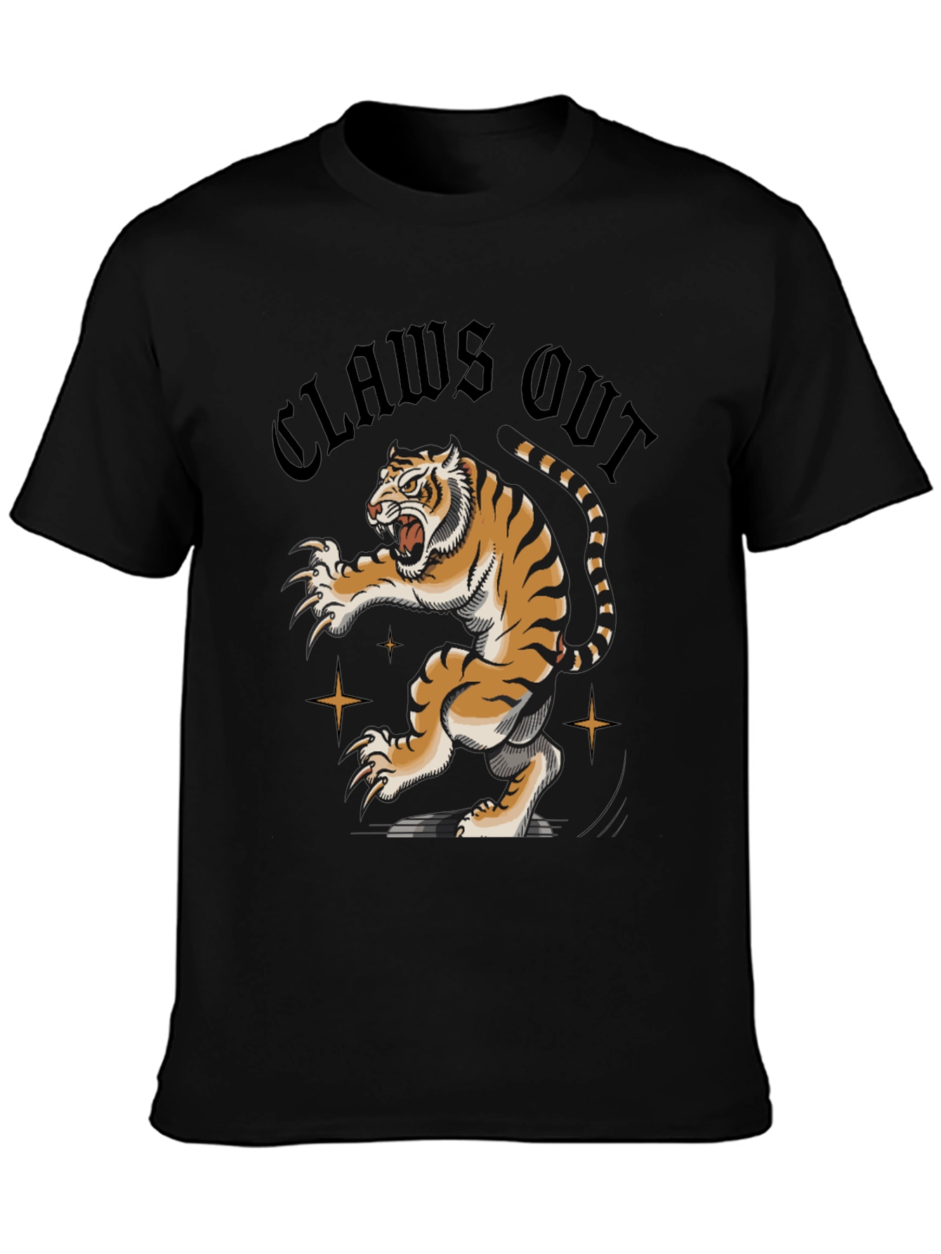 Black Claws Out Tiger Graphic Tee - Black view 3