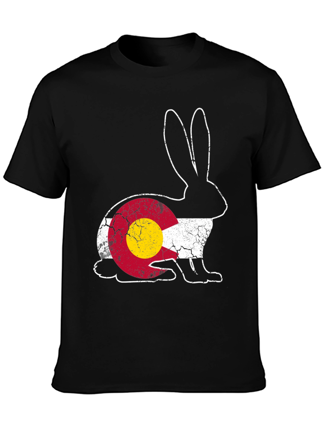 Black Colorado Flag Rabbit Graphic Tee view 3