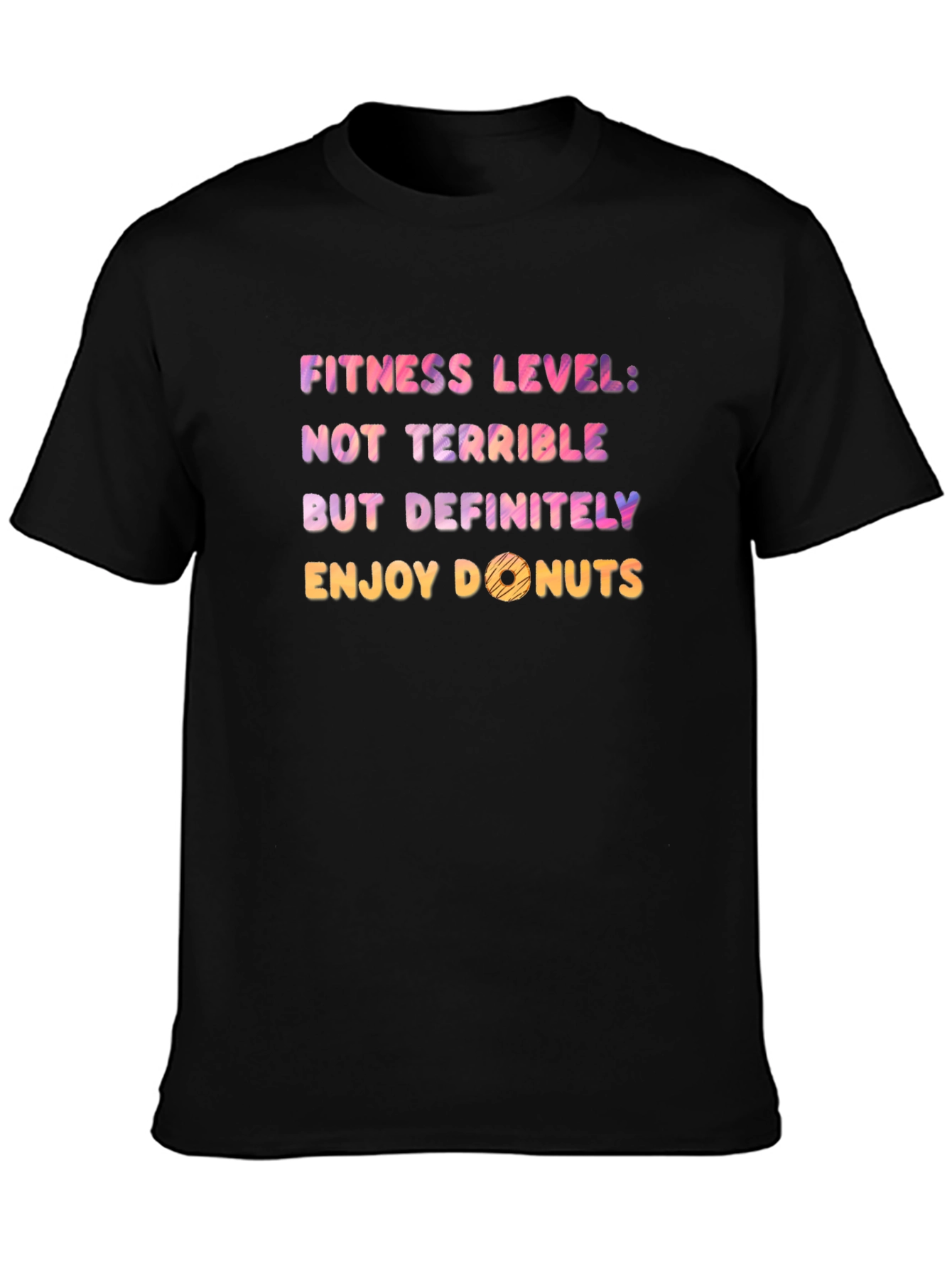 Black Funny Fitness Level Donuts Graphic Tee view 3
