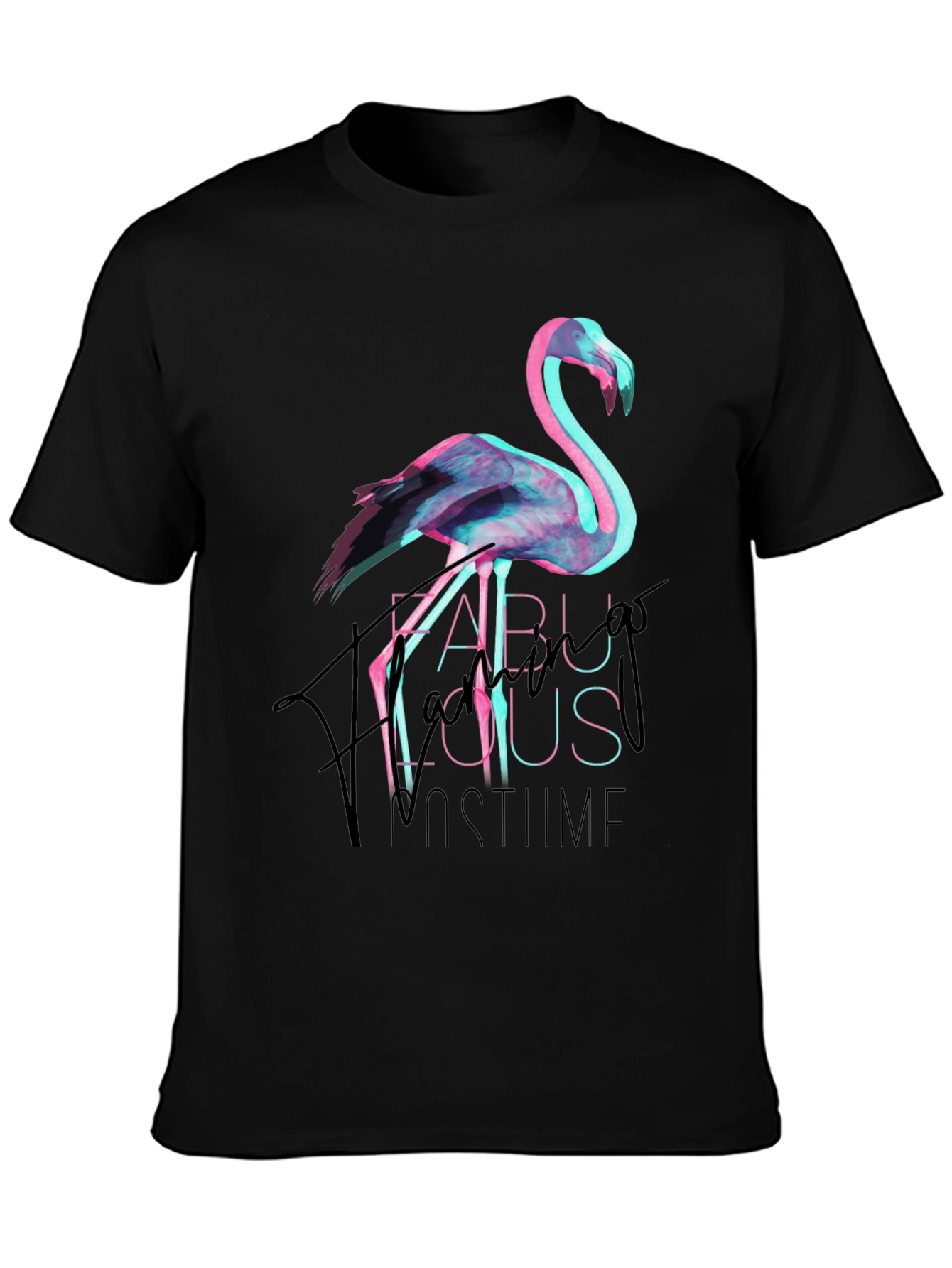 Black Fabulous Flamingo Costume Party Tee view 3