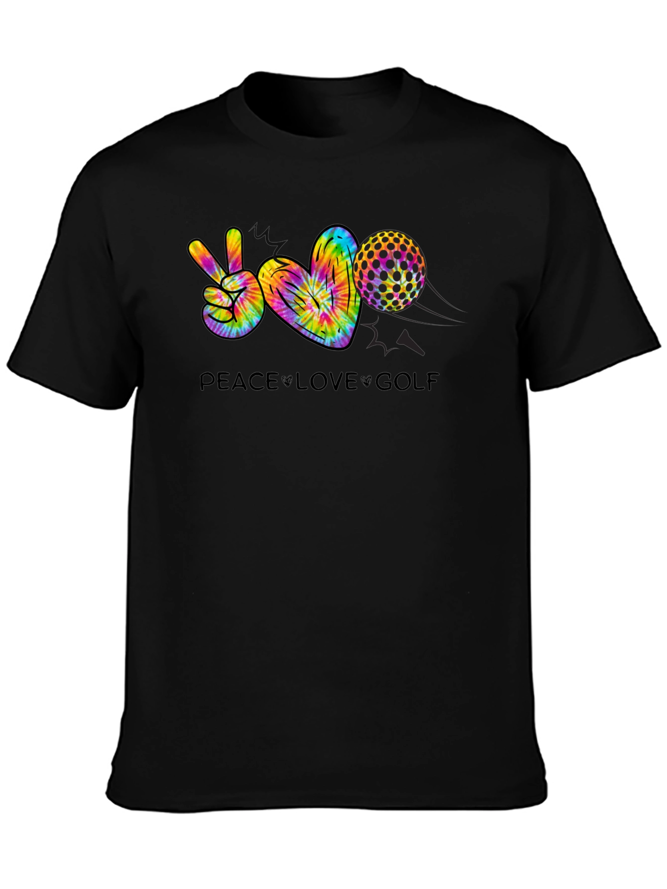 Black Peace Love Golf T-Shirt view 3