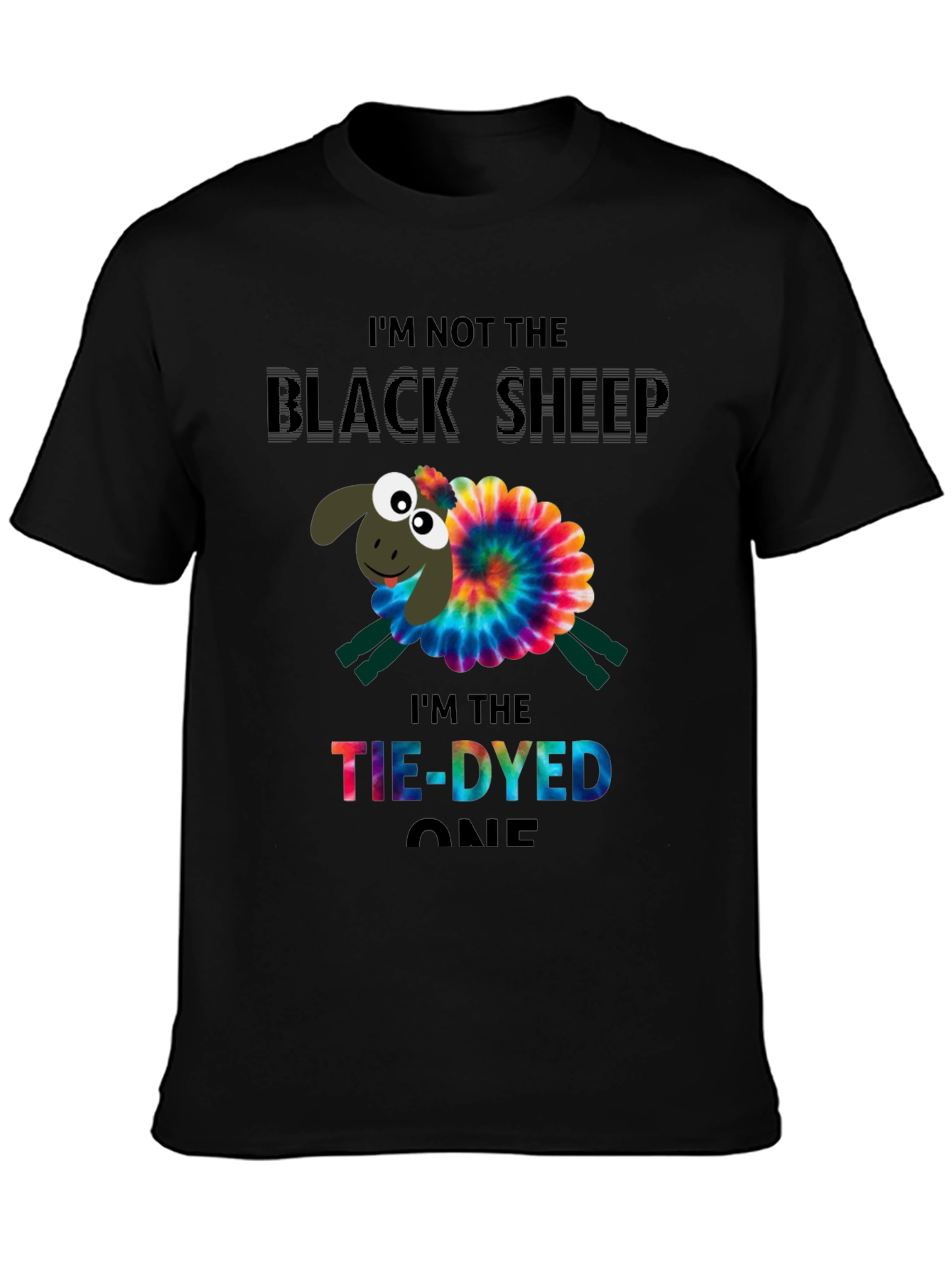 Black Tie-Dyed Sheep Graphic Tee view 3
