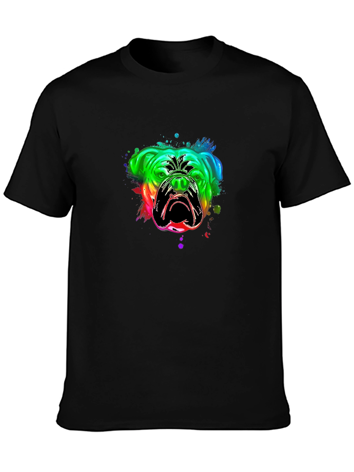 Black Bulldog Rainbow Graphic T-Shirt - Black view 3