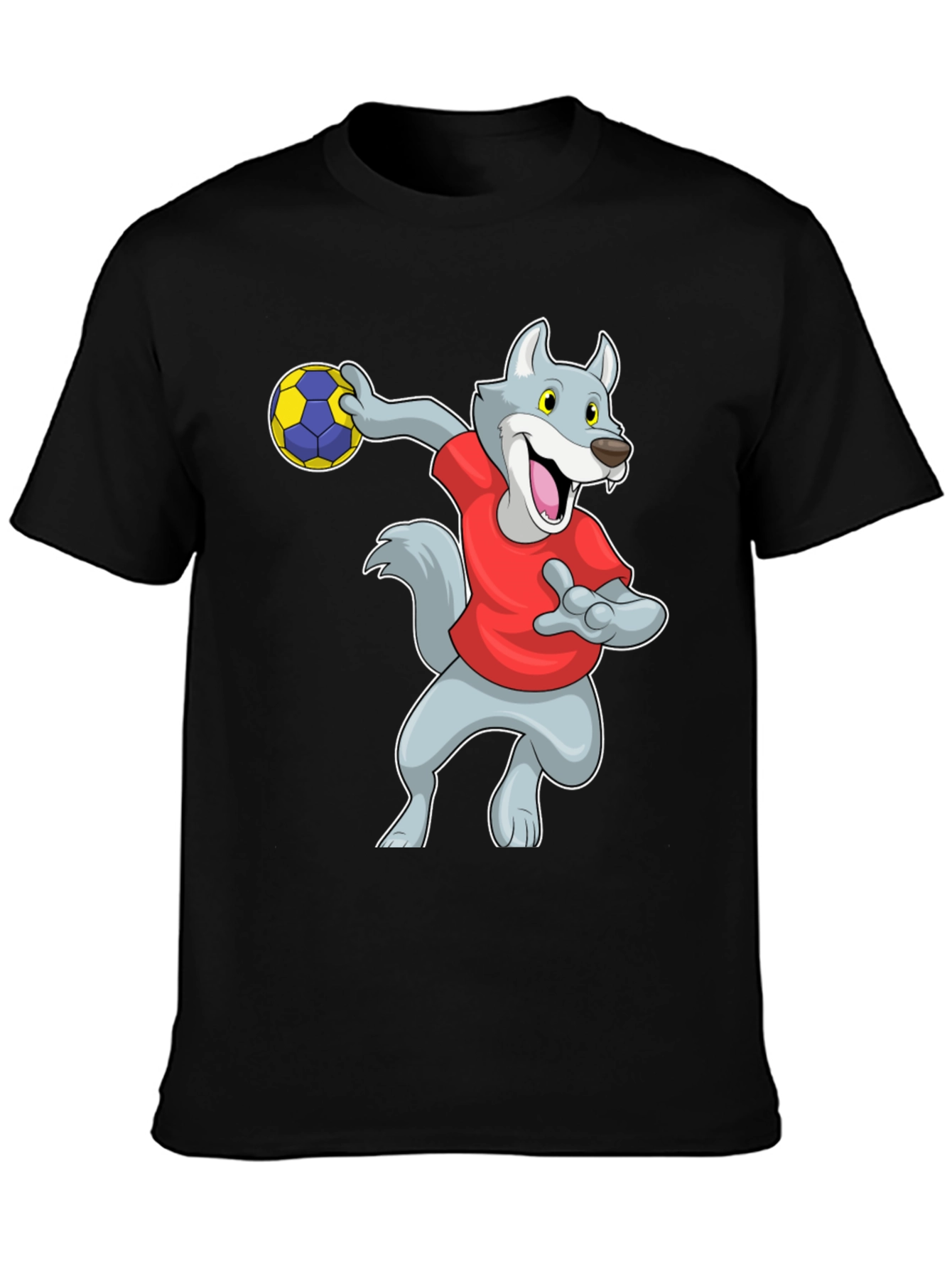 Black Wolf Handball Player Graphic T-Shirt view 3