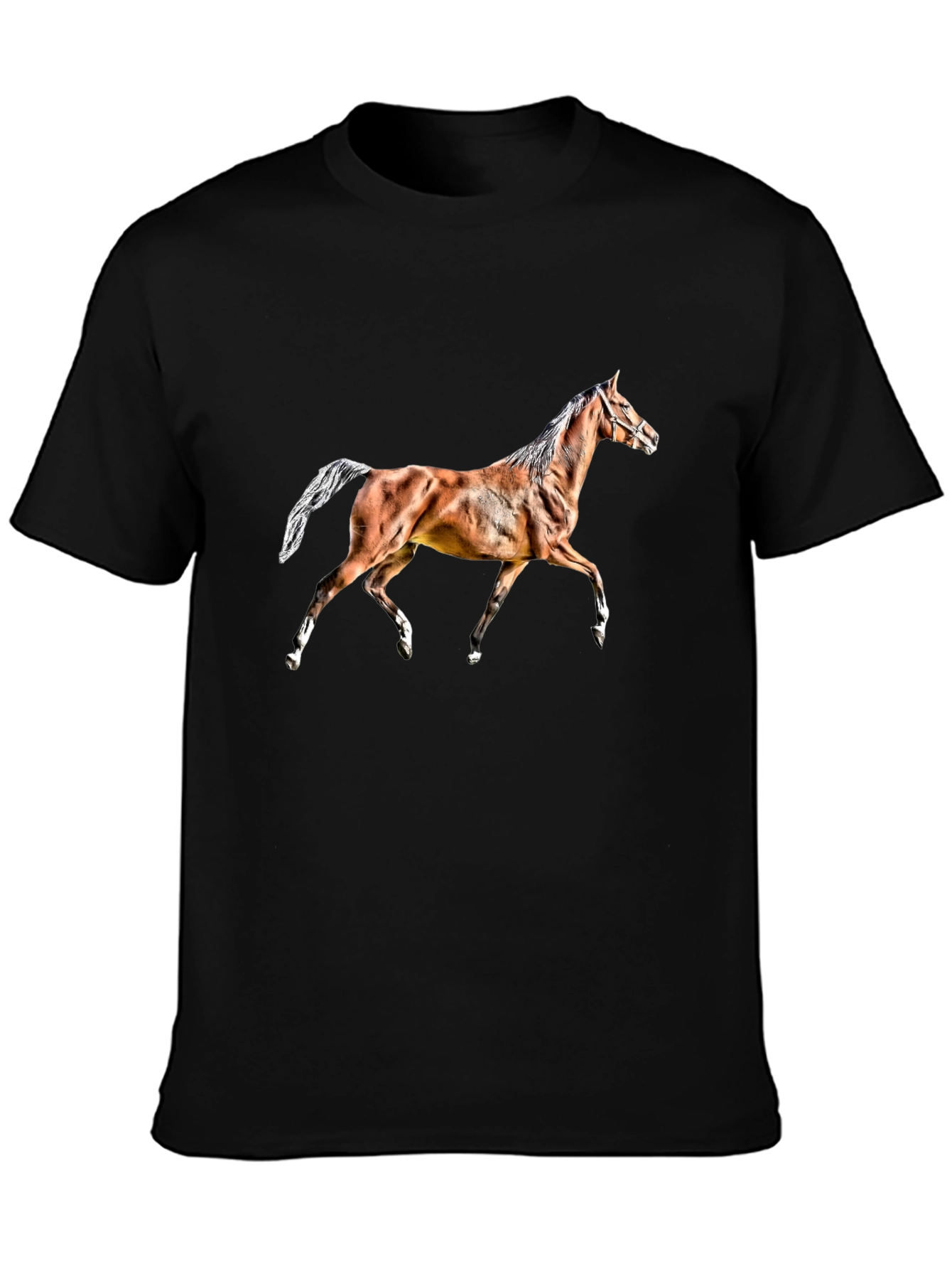 Black Horse Graphic Tee - Black Cotton T-Shirt view 3