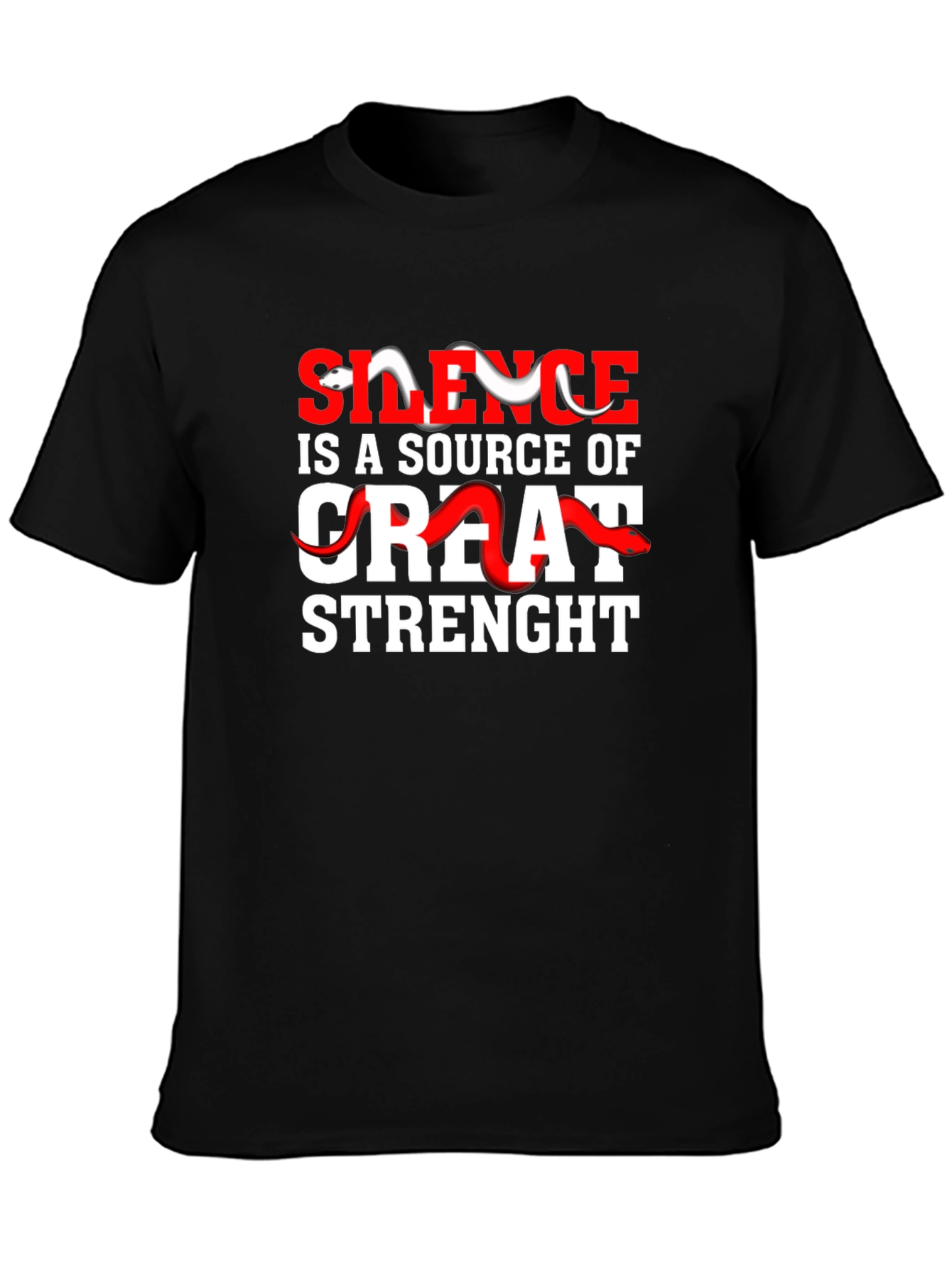Black Silence is Strength Graphic T-Shirt view 3