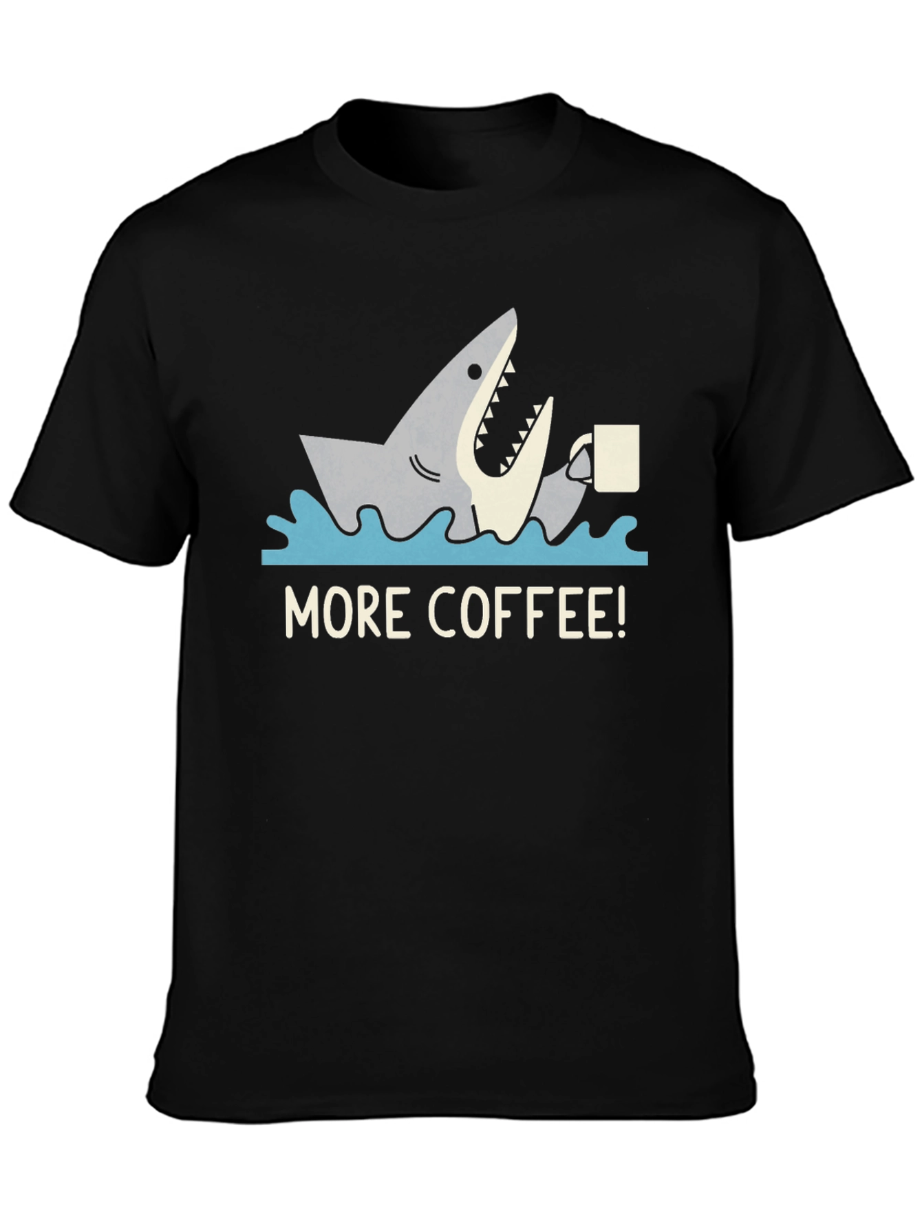Black More Coffee Shark Graphic Tee - Black Cotton T-Shirt view 3