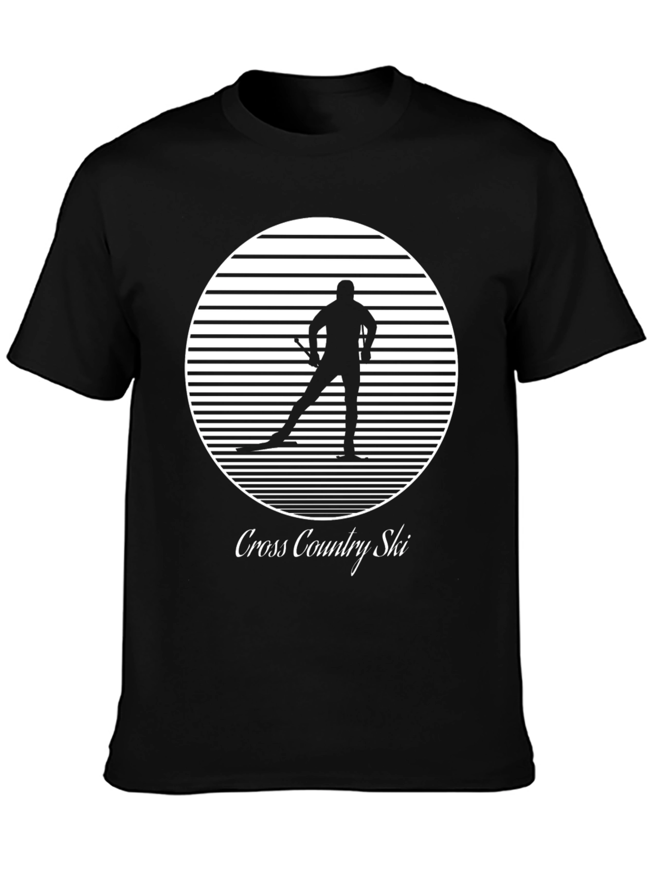 Black Cross Country Ski T-Shirt - Retro Style view 3
