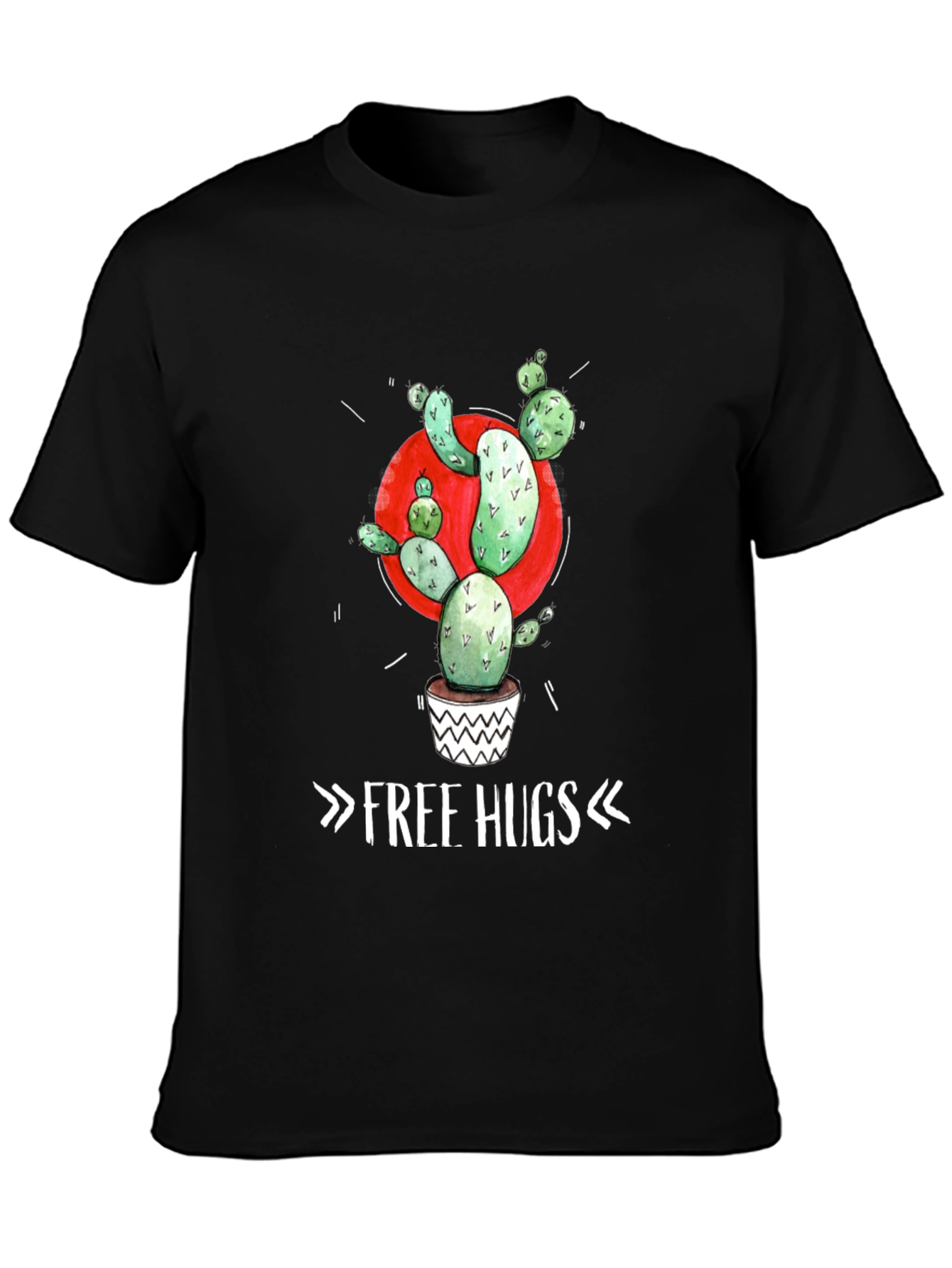 Black Cactus Graphic Tee - Free Hugs T-Shirt view 3