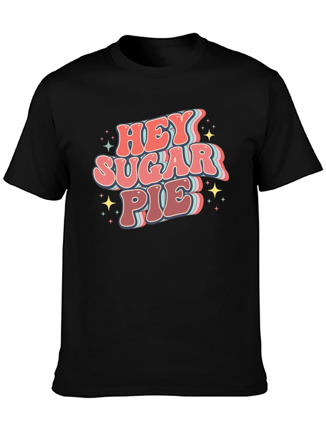 Black Hey Sugar Pie Graphic Tee - Retro Style view 3