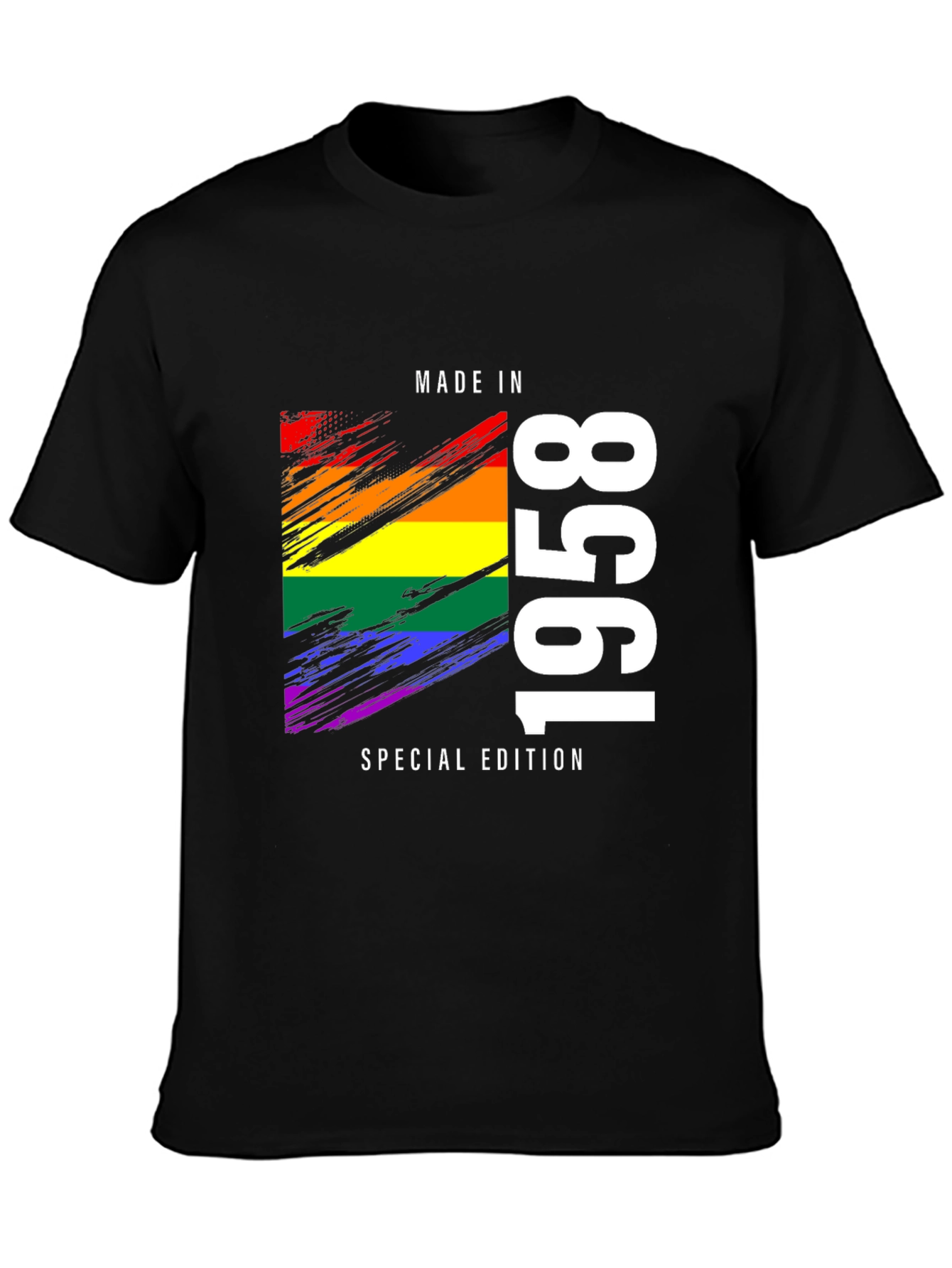 Black Made in 1958 Rainbow Pride T-Shirt view 3
