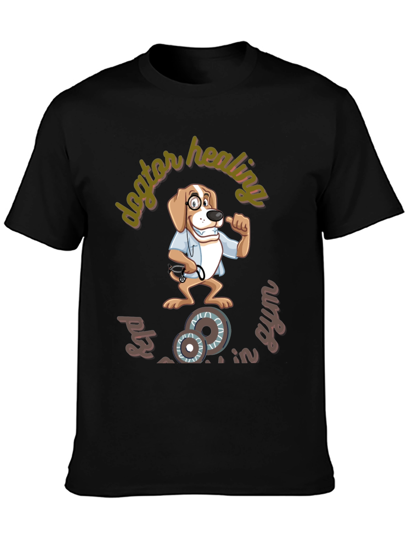 Black Doctor Healing Dog Gym T-Shirt view 3