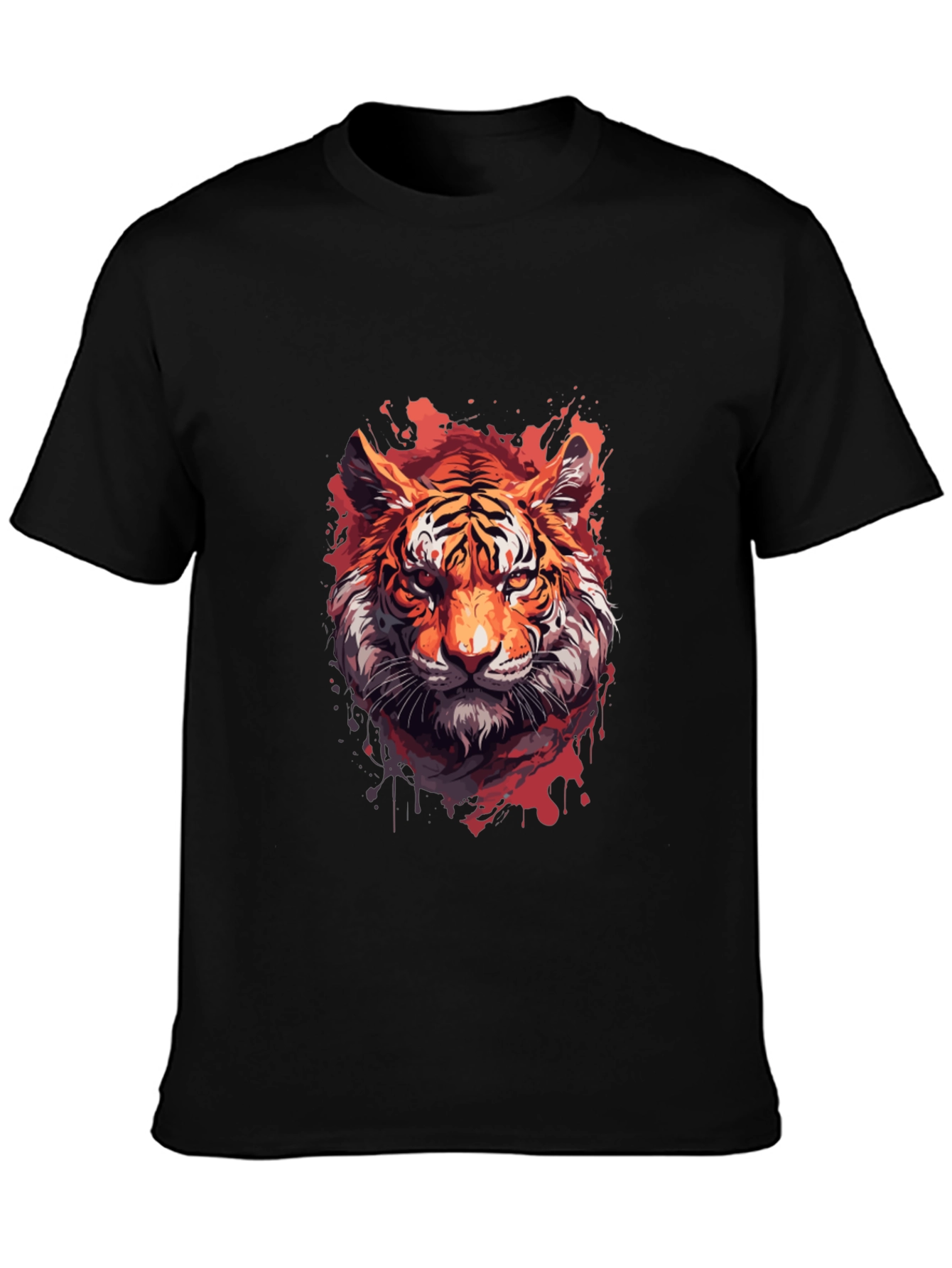 Black Tiger Graphic Print Black T-Shirt view 3