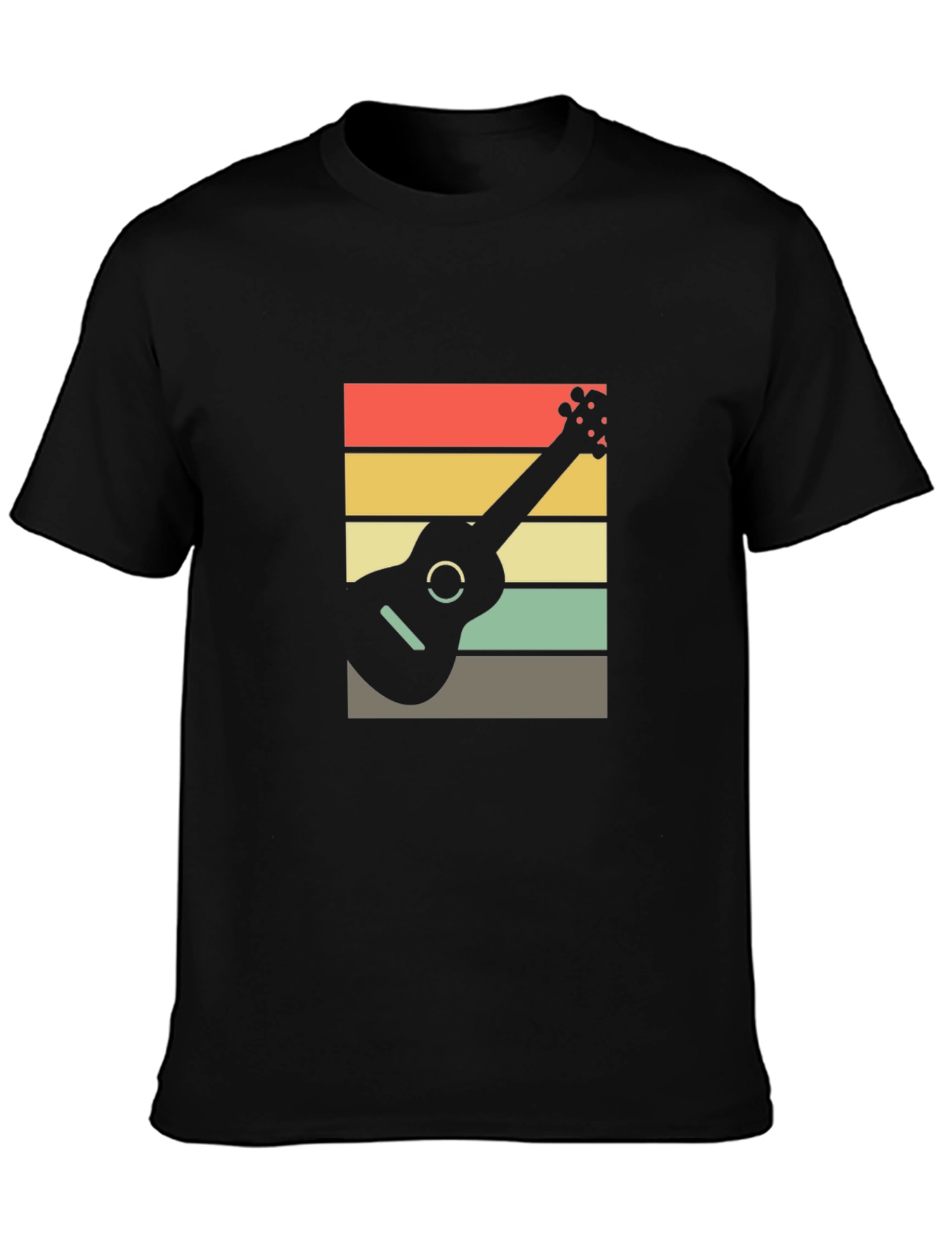 Black Retro Ukulele T-Shirt - Cool Musical Tee view 3
