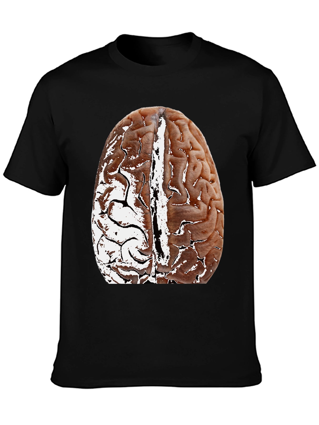 Black Brain Graphic Black T-Shirt - Anatomical Design view 3