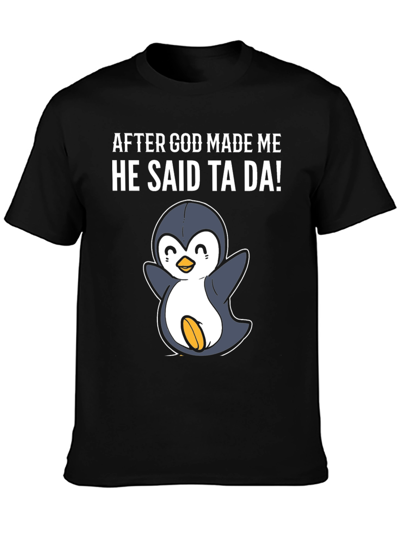 Black Funny Penguin Graphic T-Shirt view 3