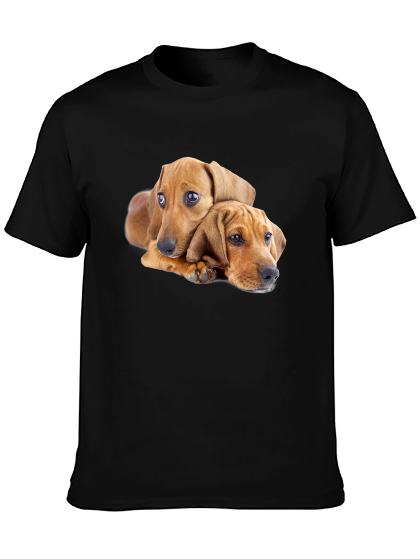 Black Cute Puppies Graphic Black T-Shirt view 3