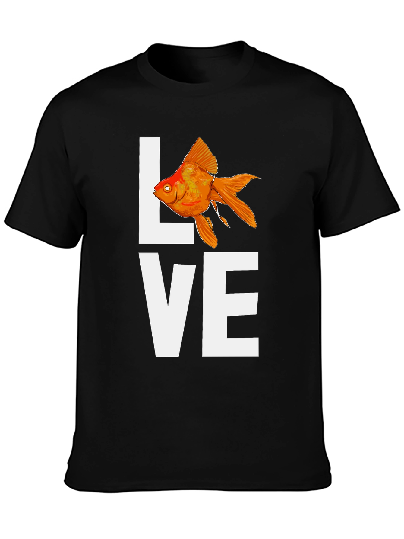 Black Love Goldfish T-Shirt - Unique Graphic Tee view 3