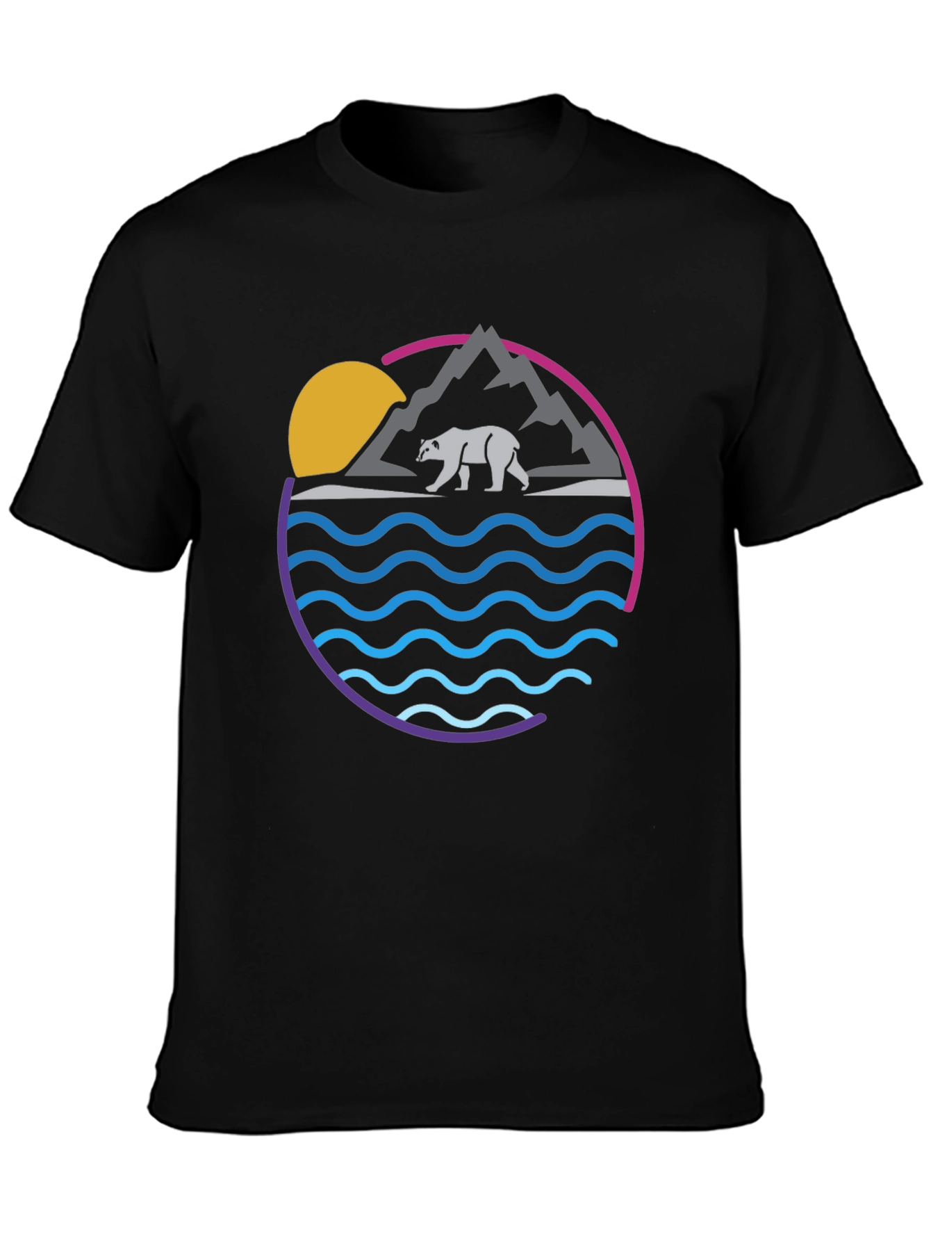 Bear Mountain Wave Graphic Tee - Cool Nature Shirt - 3