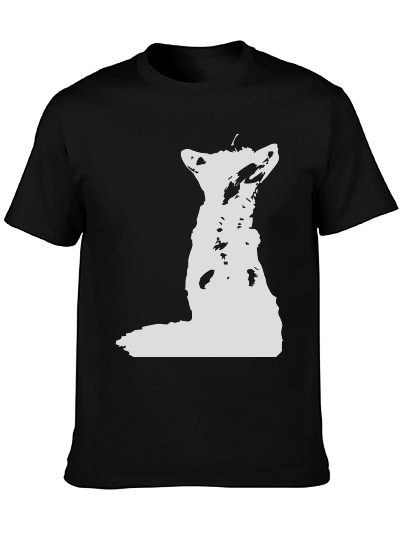 Black White Wolf Graphic Black Tee view 3