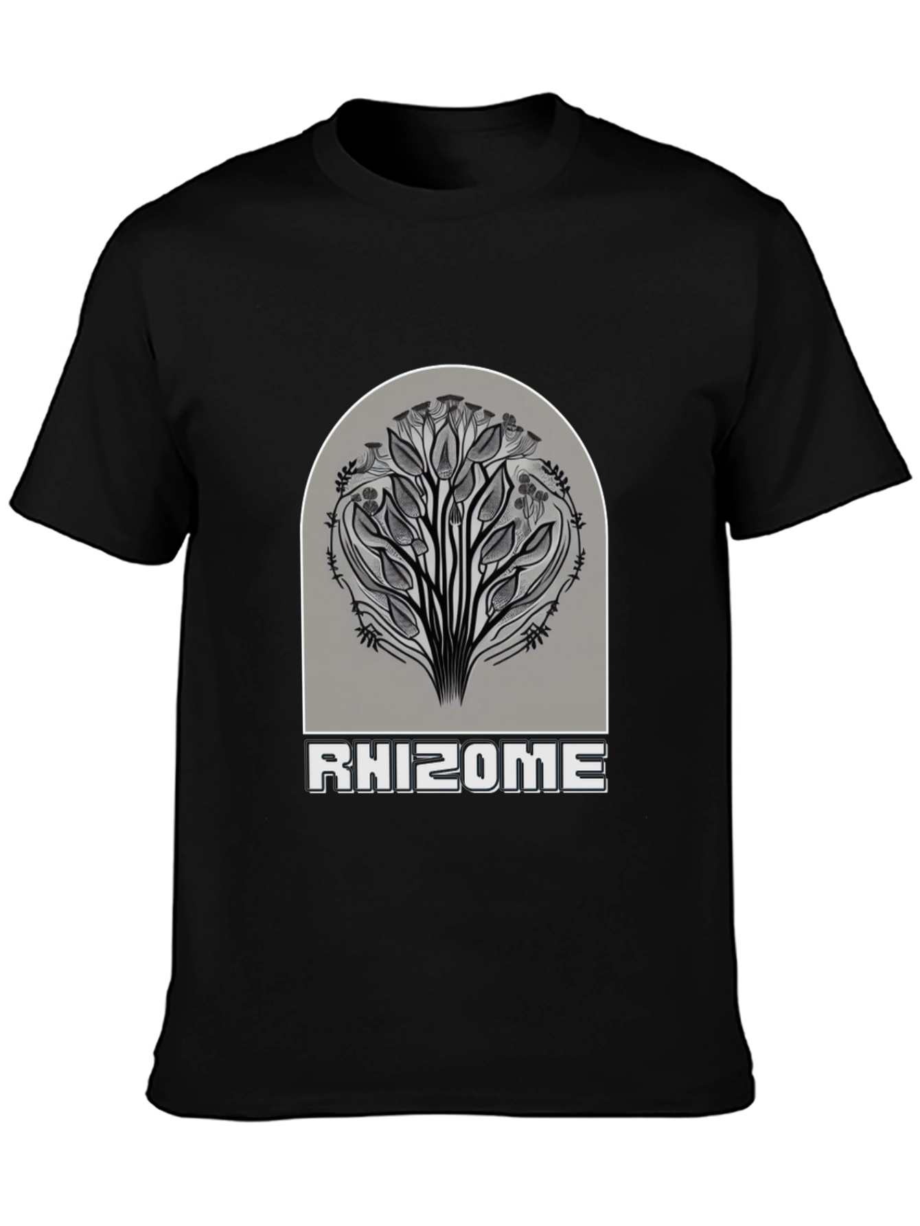 Black Rhizome Graphic Tee - Stylish Unisex Black T-Shirt view 3