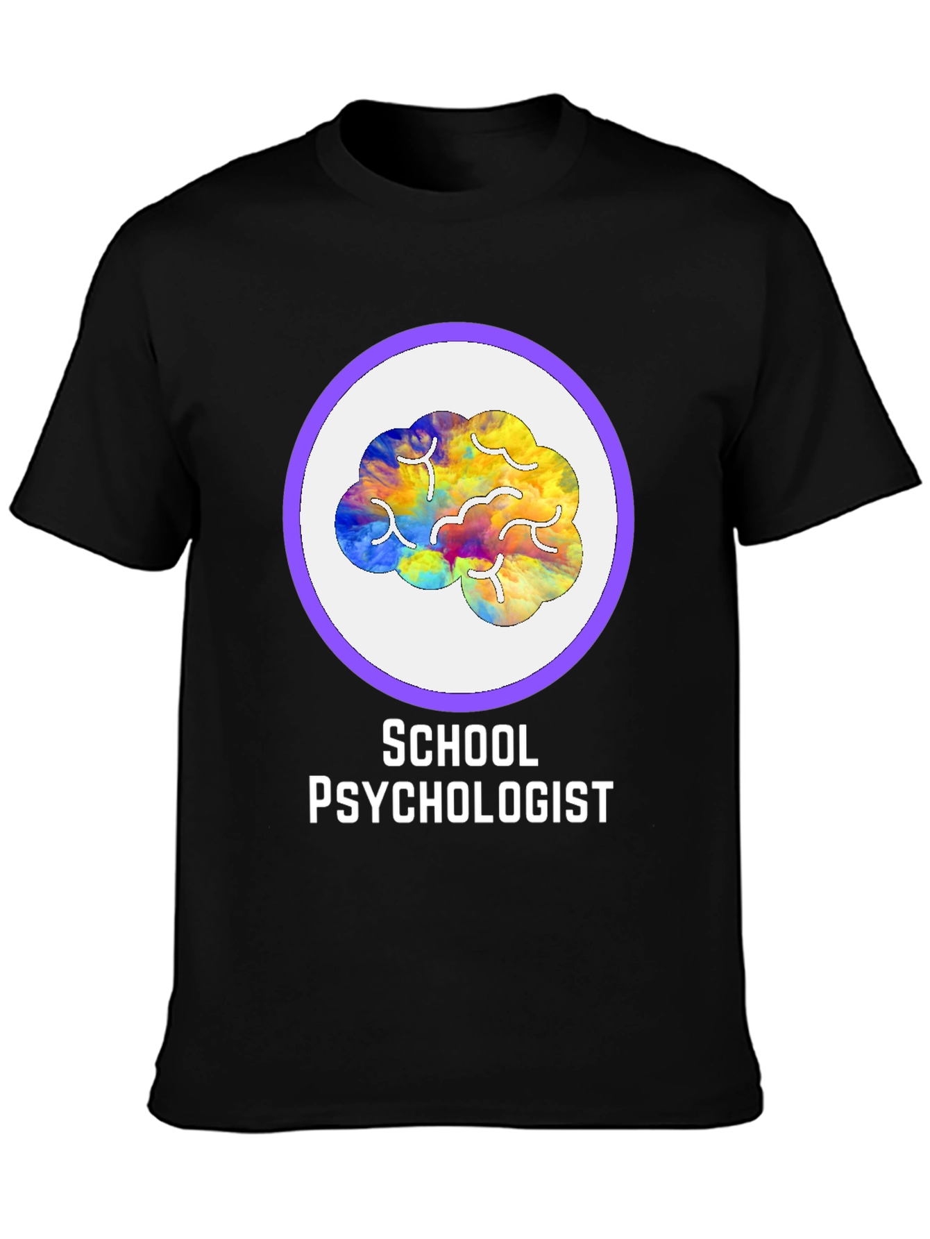 Black School Psychologist Brain Graphic Tee view 3