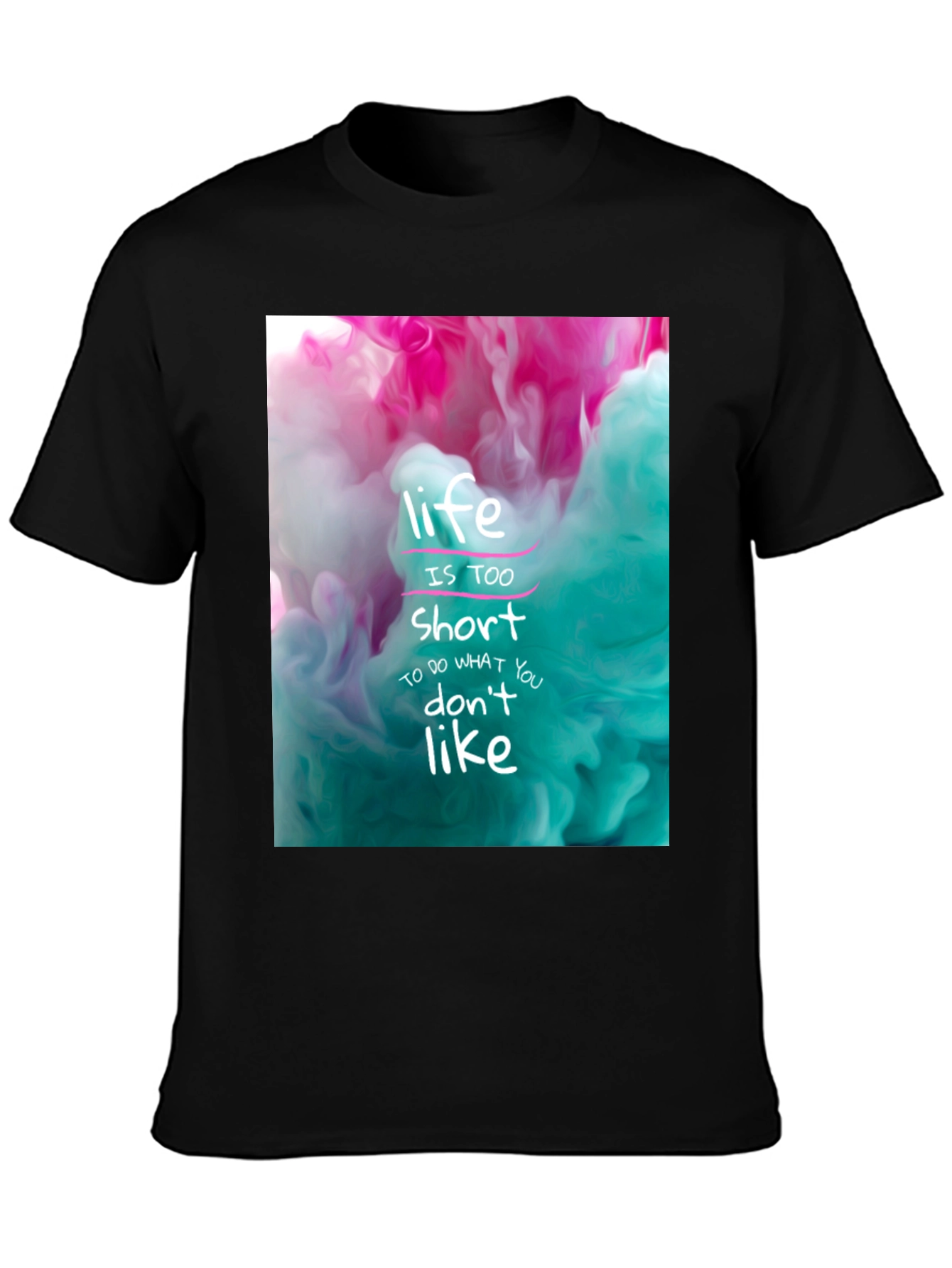 Black Life is Short Graphic Tee - Black Cotton T-Shirt view 3