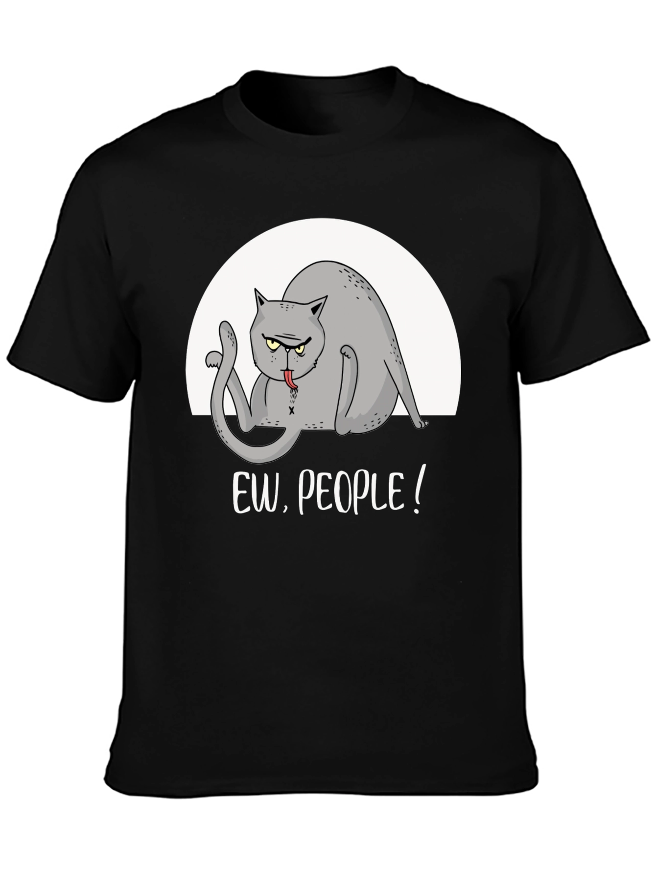Black Ew, People! Graphic Tee - Funny Cat T-Shirt view 3