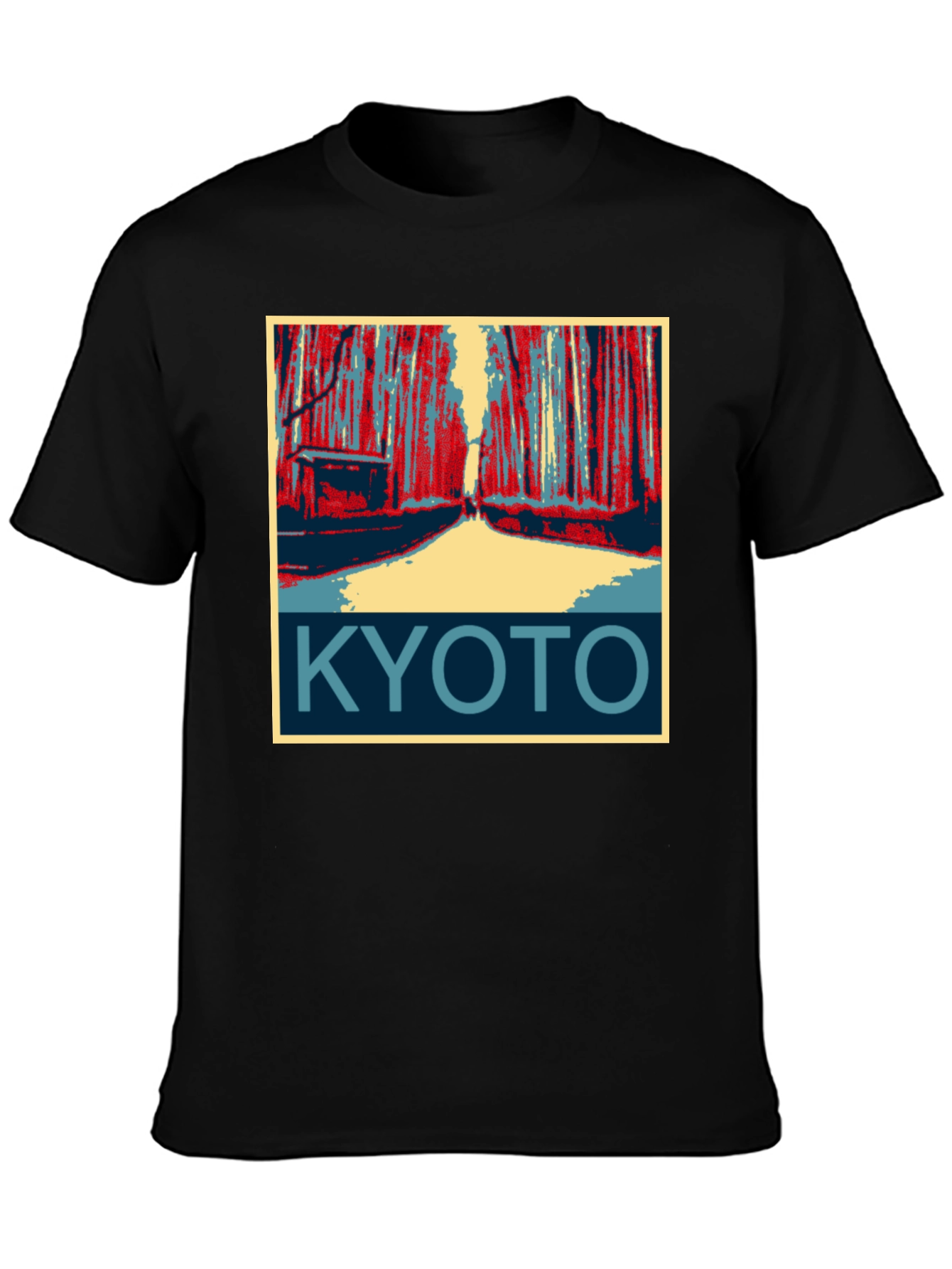 Black Kyoto Japan Graphic T-Shirt  view 3