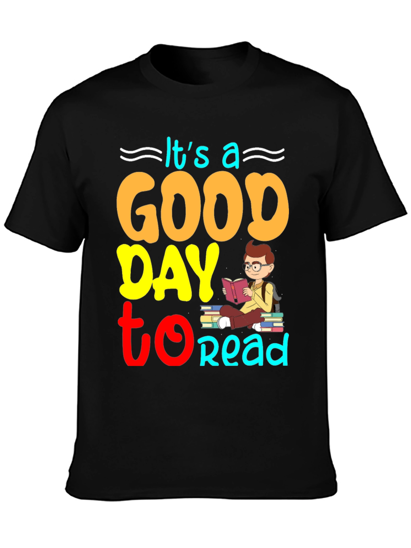 Black It's a Good Day to Read T-Shirt view 3