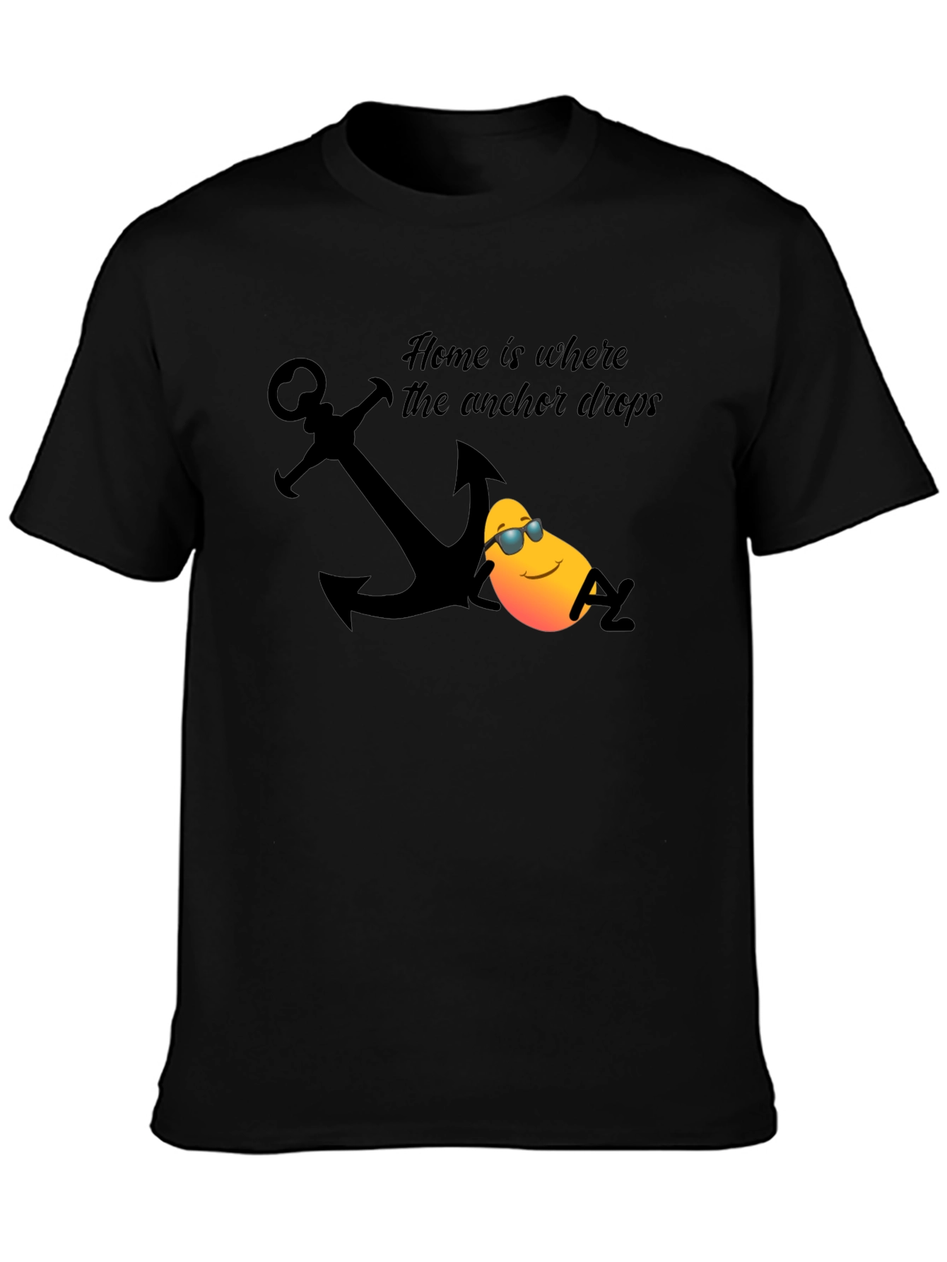 Black Nautical Relax T-Shirt: Home is Where the Anchor Drops view 3