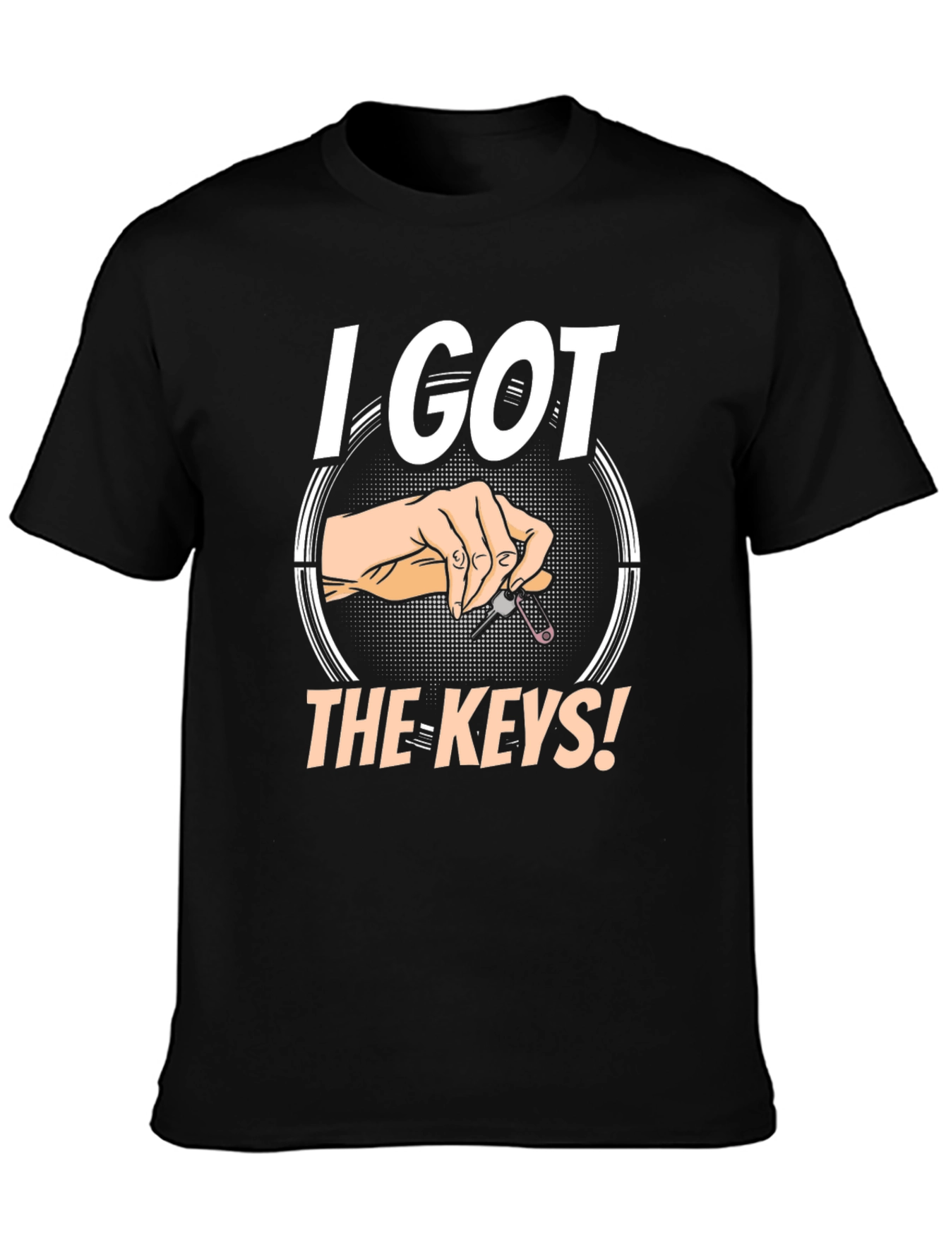 Black I Got The Keys! Men's Black Graphic T-Shirt view 3