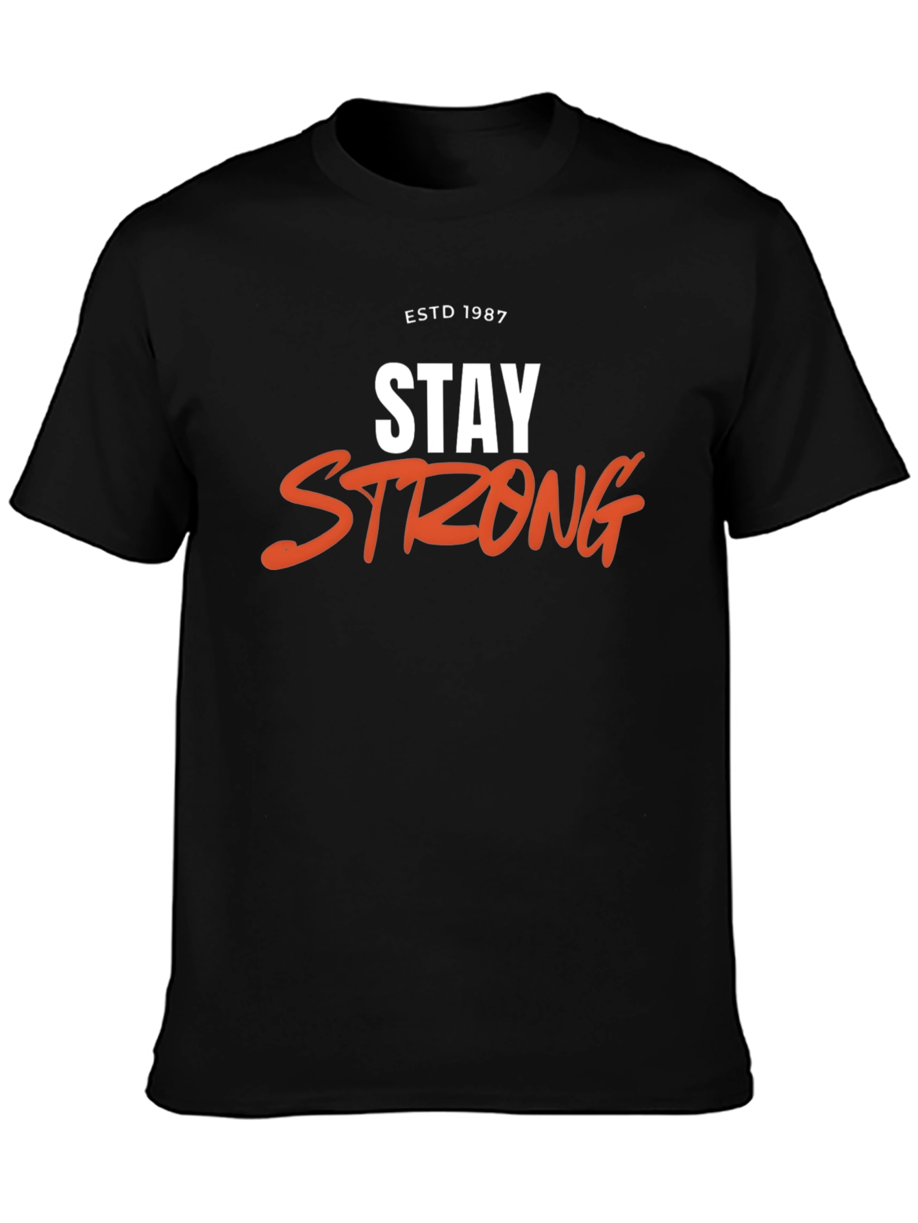 Black Stay Strong Graphic Tee - ESTD 1987 Black T-Shirt view 3