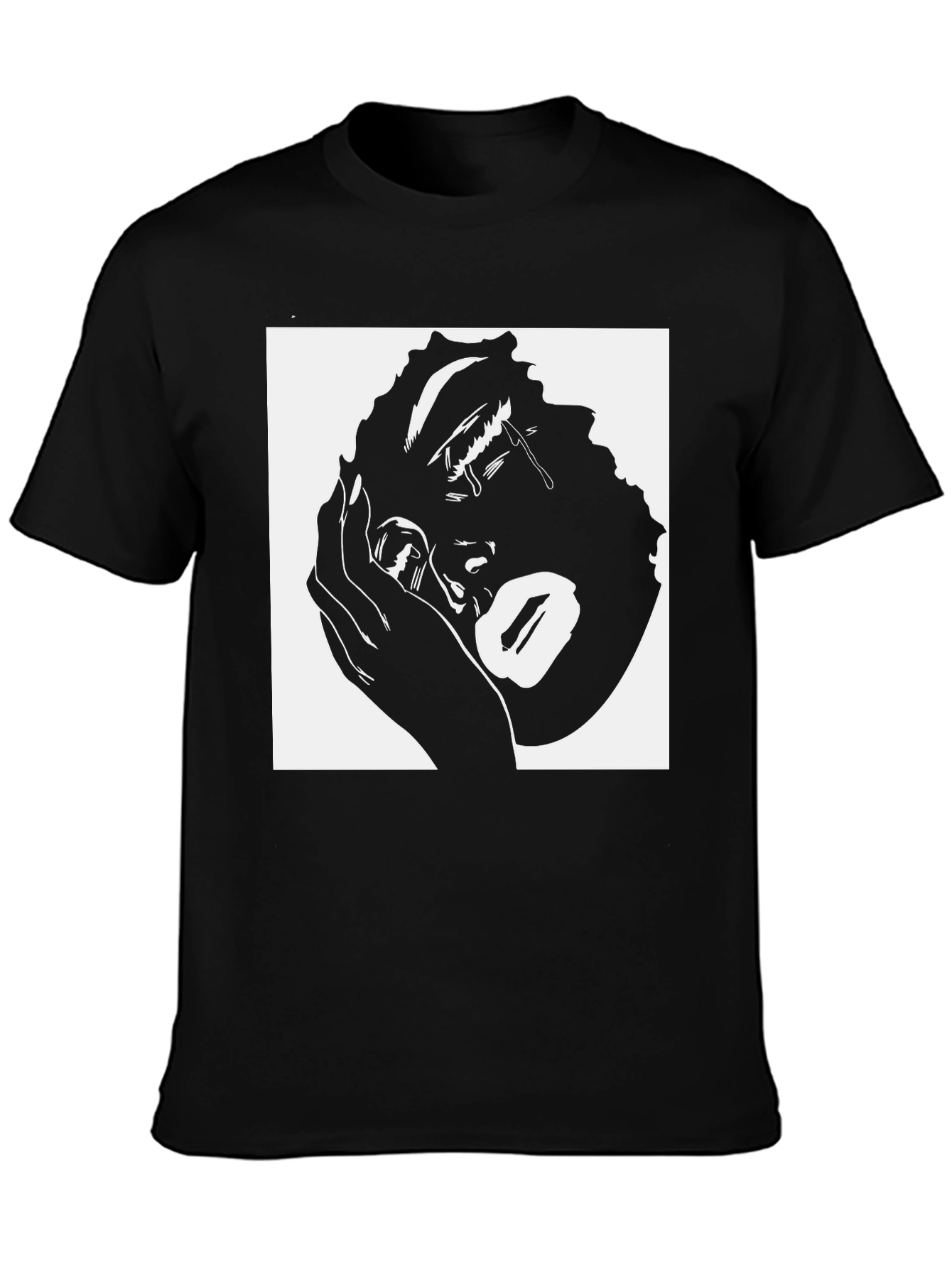 Black Tearful Silhouette Graphic Tee - Modern Streetwear view 3
