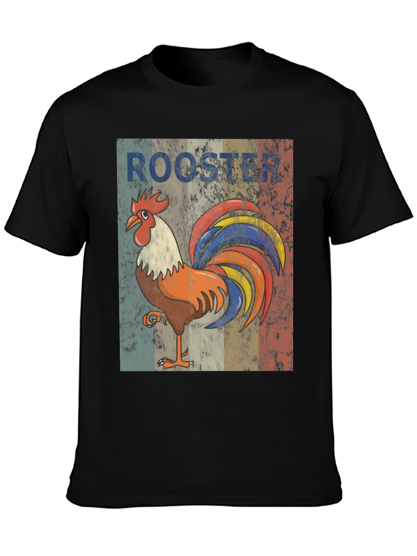 Black Vintage Rooster Graphic Tee - Stylish Casual Wear view 3