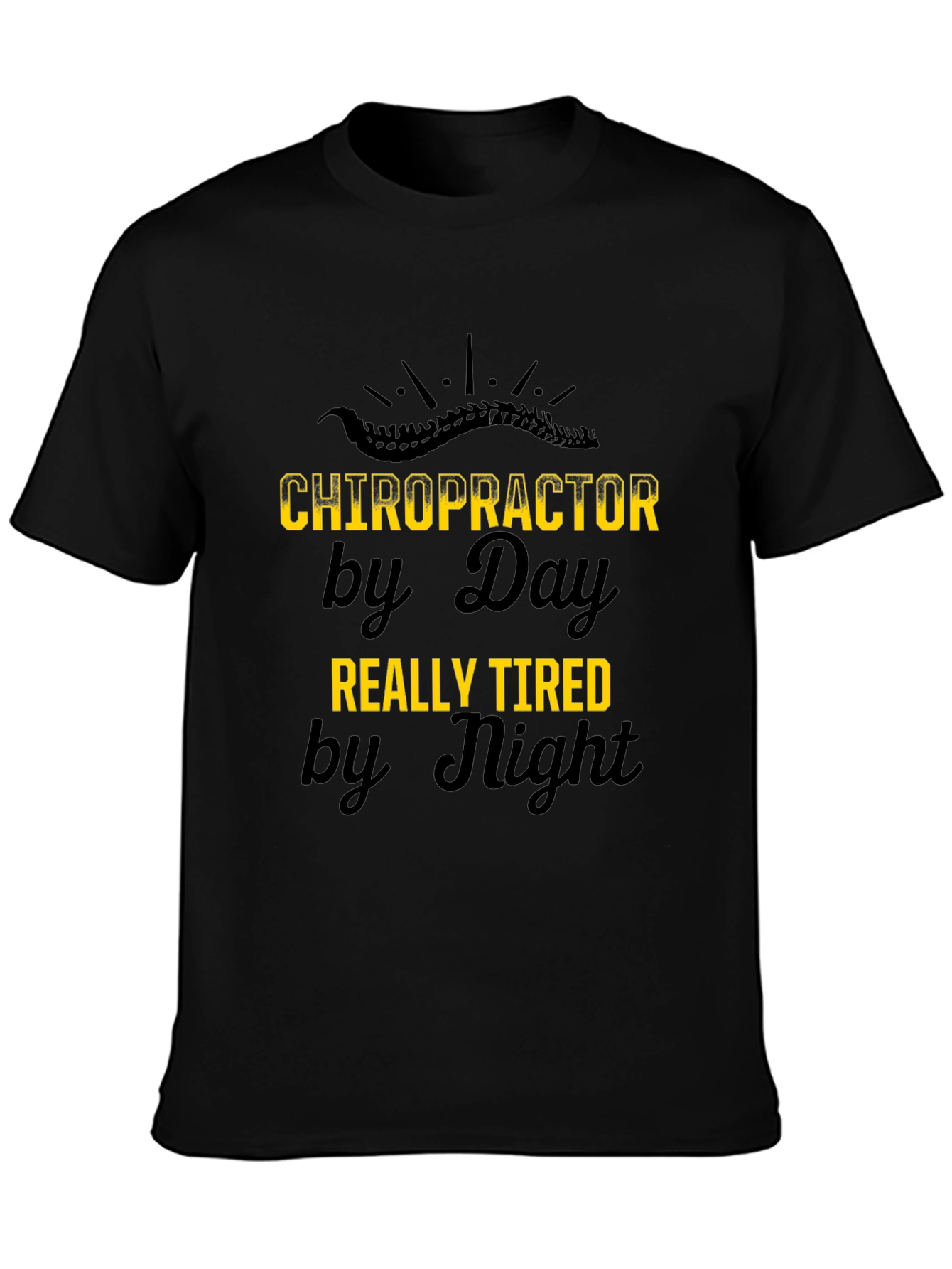 Black Chiropractor by Day T-Shirt - Funny, Stylish, Comfortable view 3