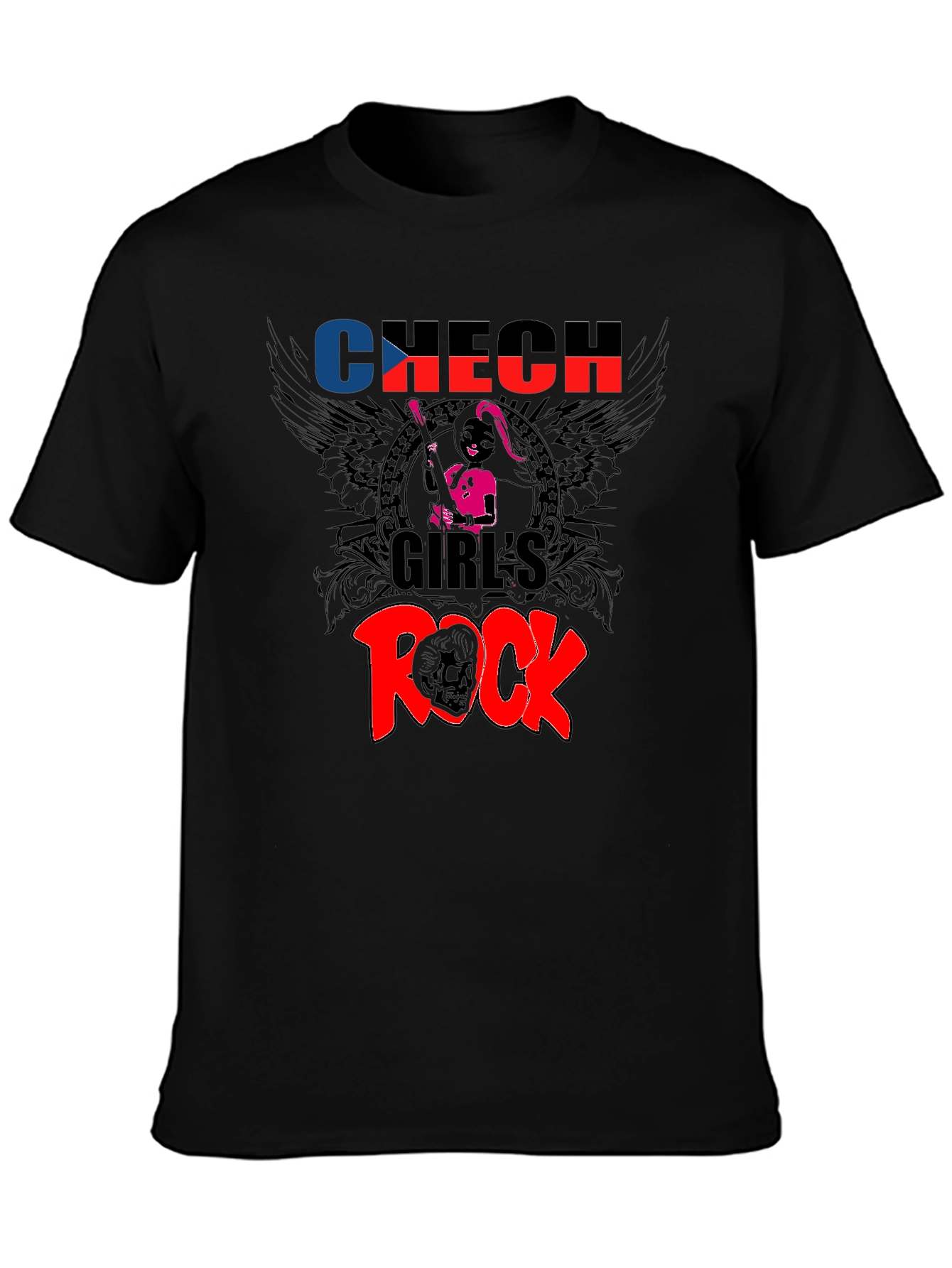 Black Czech Girl's Rock Graphic Tee - Black view 3
