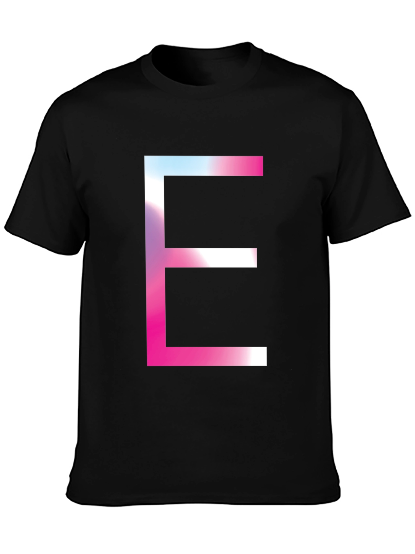 Black Bold 'E' Graphic Tee - Trendy Statement T-Shirt view 3