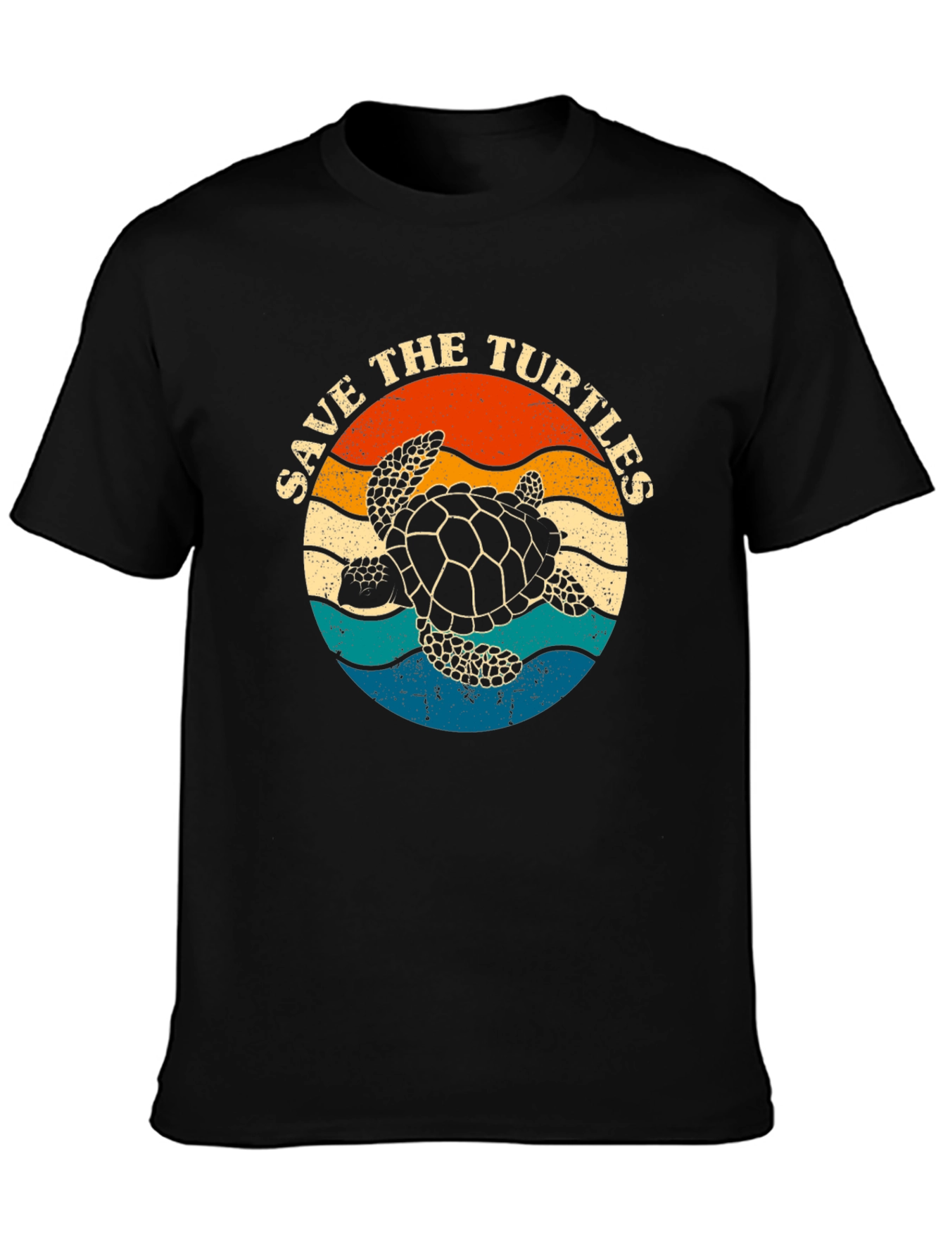 Black Save the Turtles Graphic Tee - Retro Style view 3