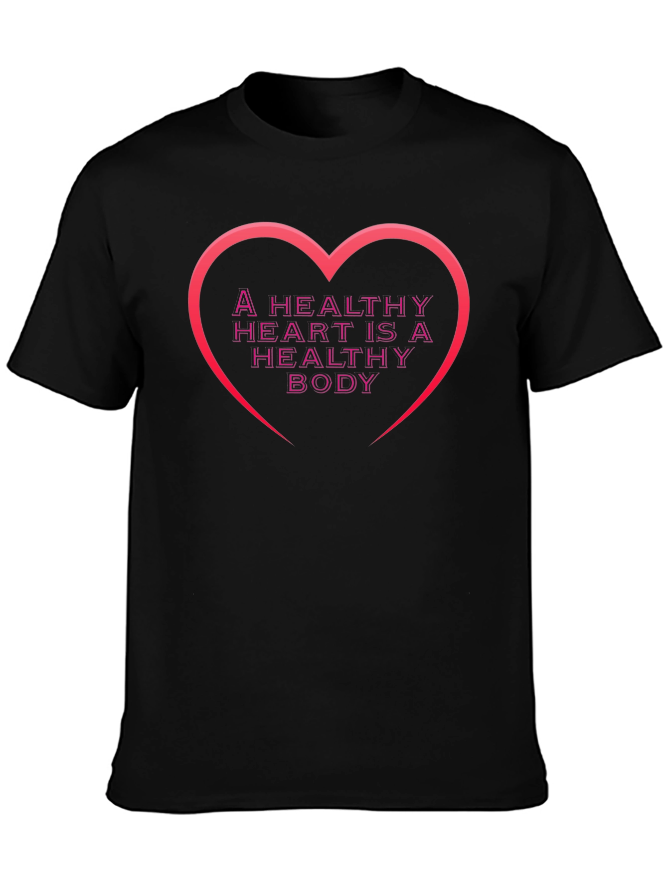 Black Healthy Heart T-Shirt, Heart Graphic Tee view 3