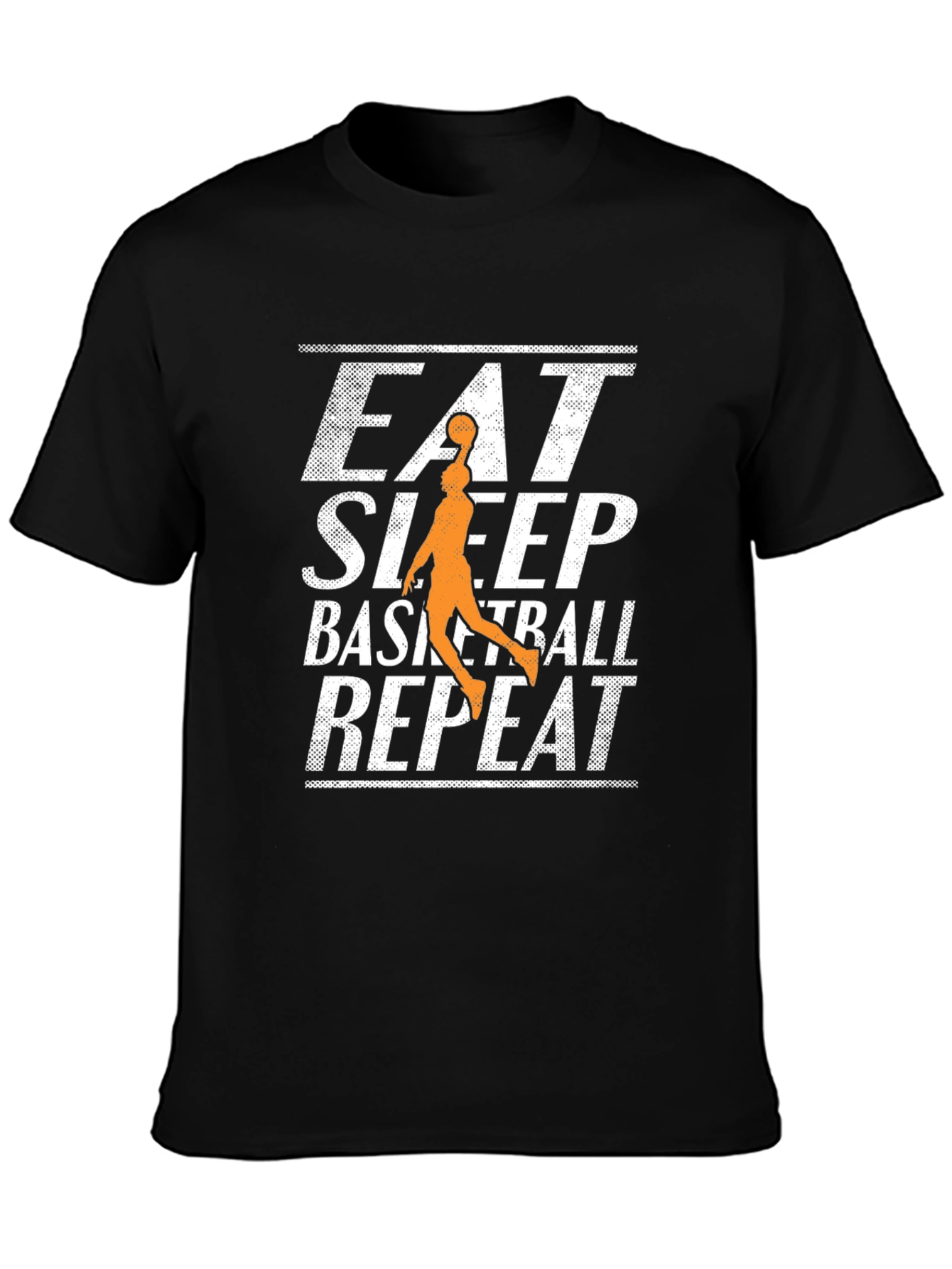 Black Eat Sleep Basketball Repeat Black T-Shirt view 3